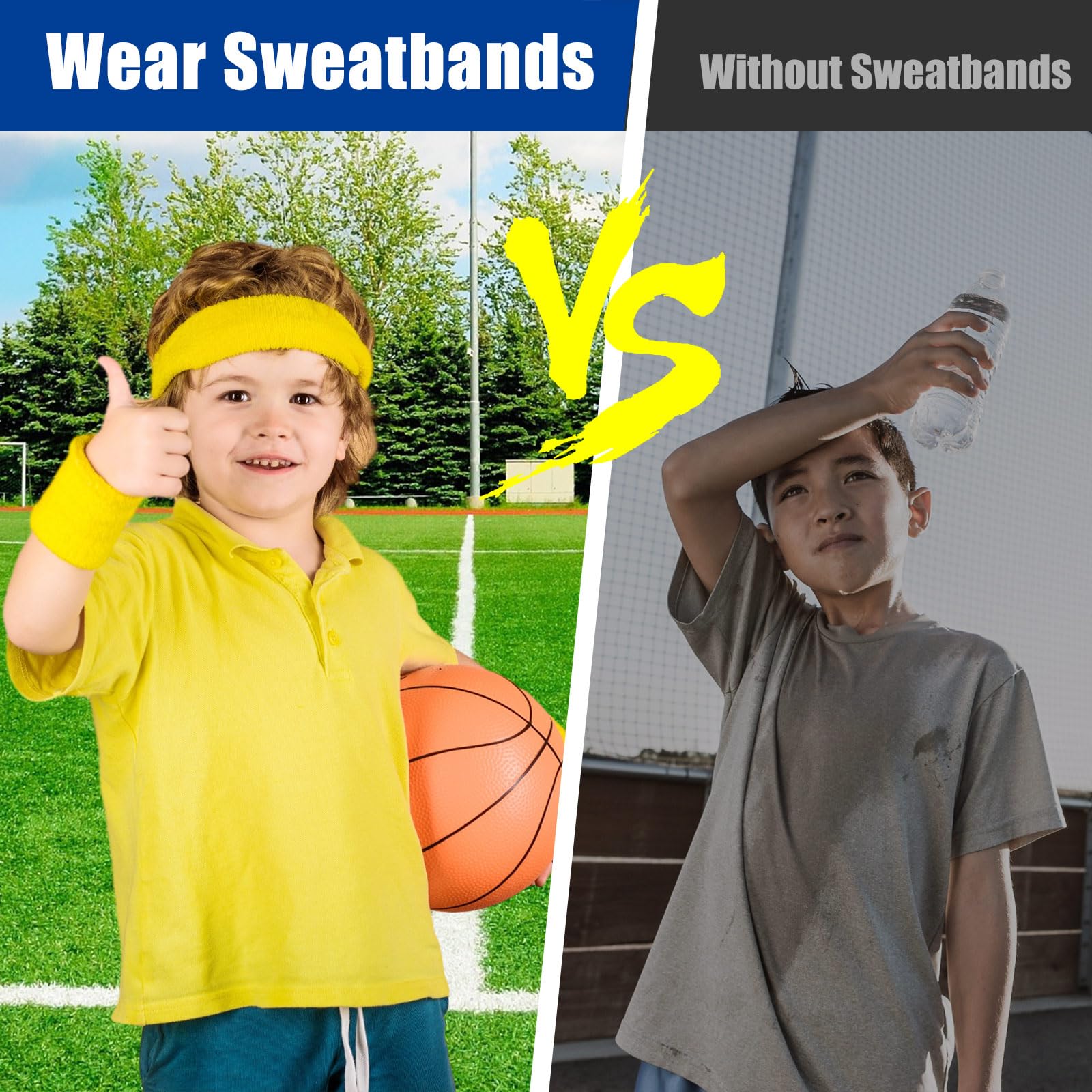 **Libima 24-Pack Kids Sweatbands - Breathable Cotton Terry Headbands for Boys & Girls - Elastic Sports Headbands for Basketball, Soccer, Running & Team Activities - Moisture-Wicking & Comfortable**