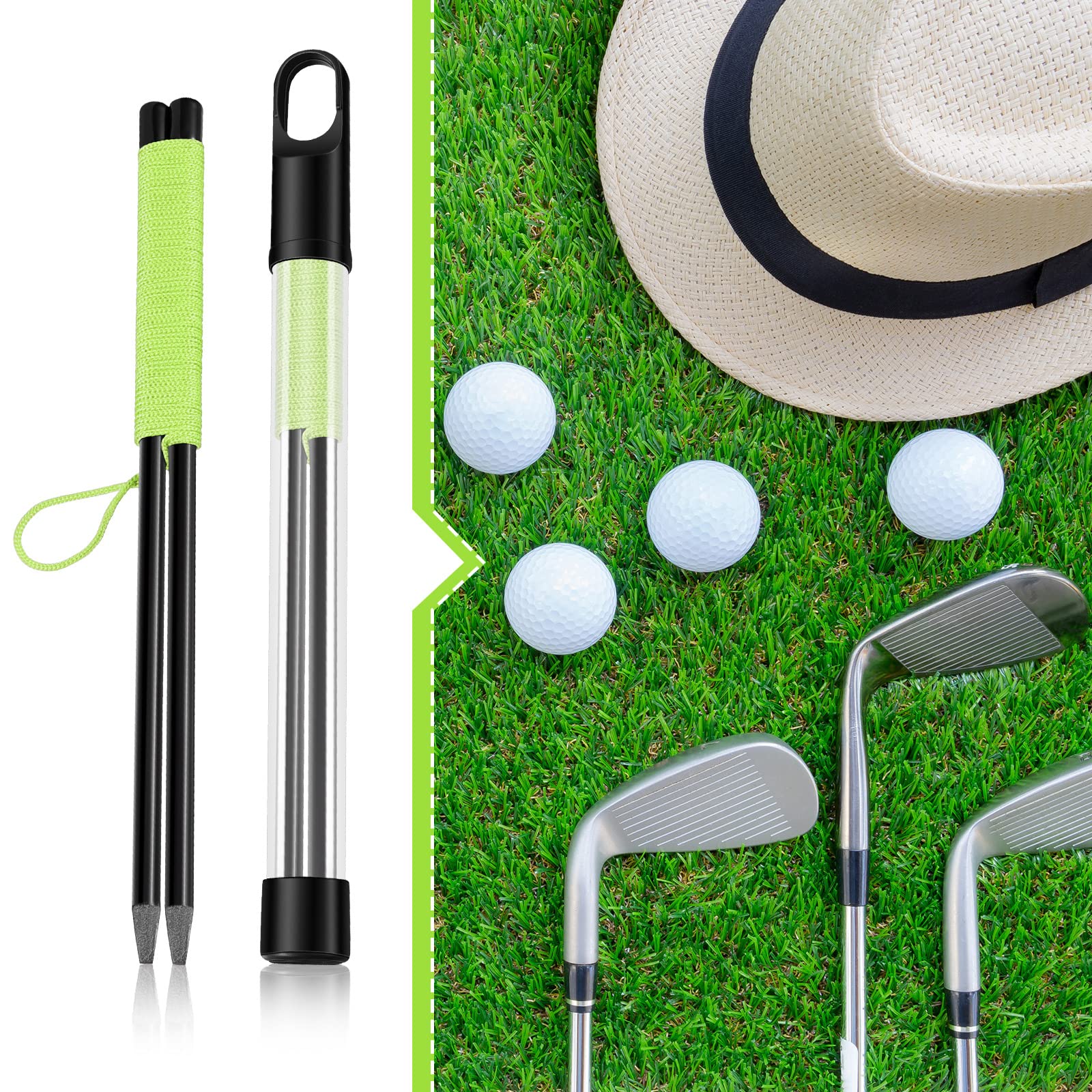 2-Piece Golf Putting Alignment Training Aid with String & Pegs - Perfect for Indoor Practice & Backyard Greens - Improve Accuracy & Consistency for Golfers of All Levels