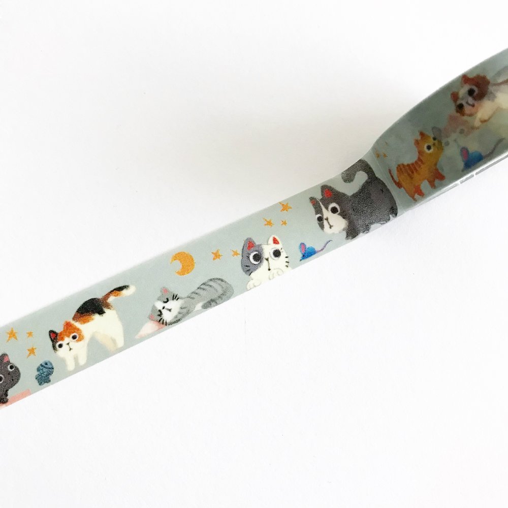 Cat Meow Washi Tape - Cute Japanese Decorative Paper Tape for Scrapbooking, Journaling, DIY Crafts - Perfect for Gift Wrapping, Planner Decor, and Bullet Journaling