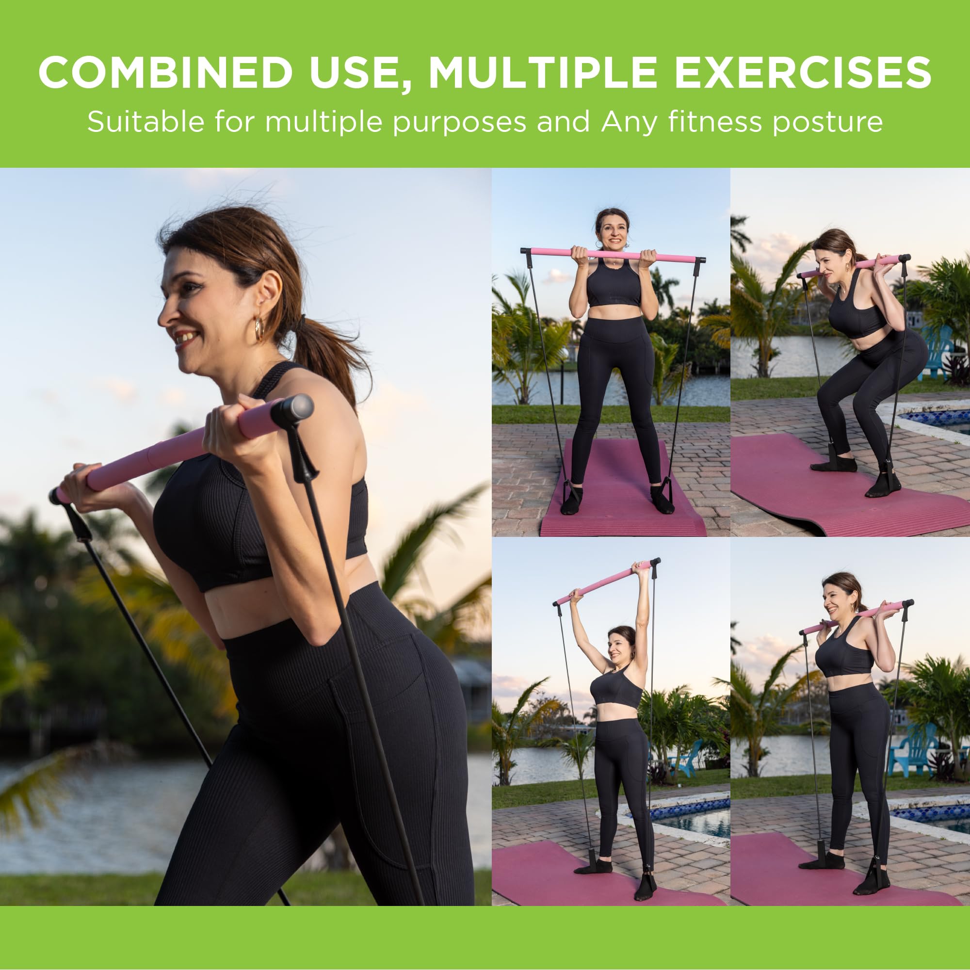 Pilates Reformer Bar Kit - Full Body Workout Equipment for Core Strength, Stability & Low Impact Training | Home Gym, Rehabilitation & Pilates Exercises for Men & Women