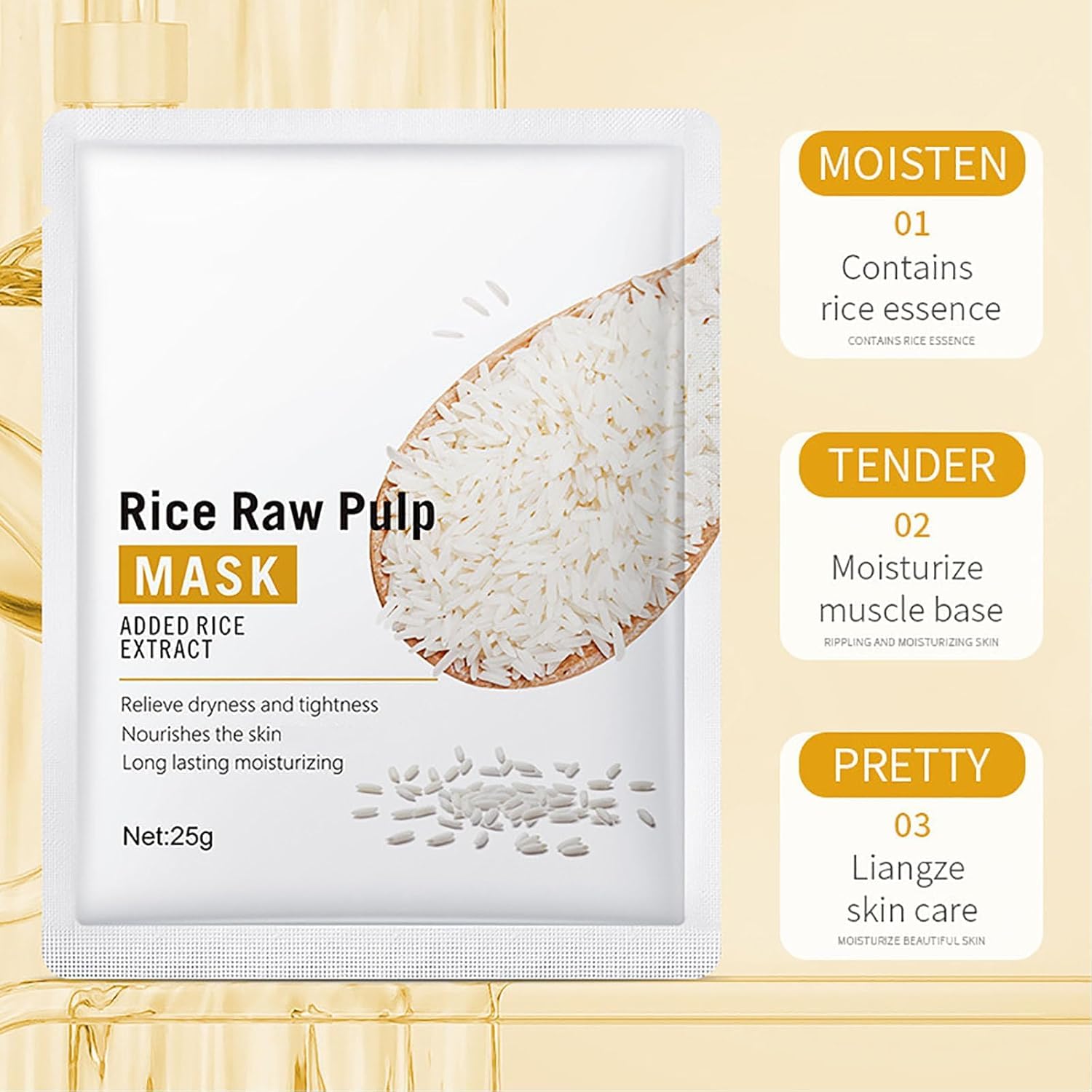 Korean Rice Dough Modeling Face Mask - 5pcs Instant Hydration Boost & Skin Moisture Barrier with Rice Bran Water | Nourishing Facial Treatment for Dry Skin, Spa Day & Self-Care Routine