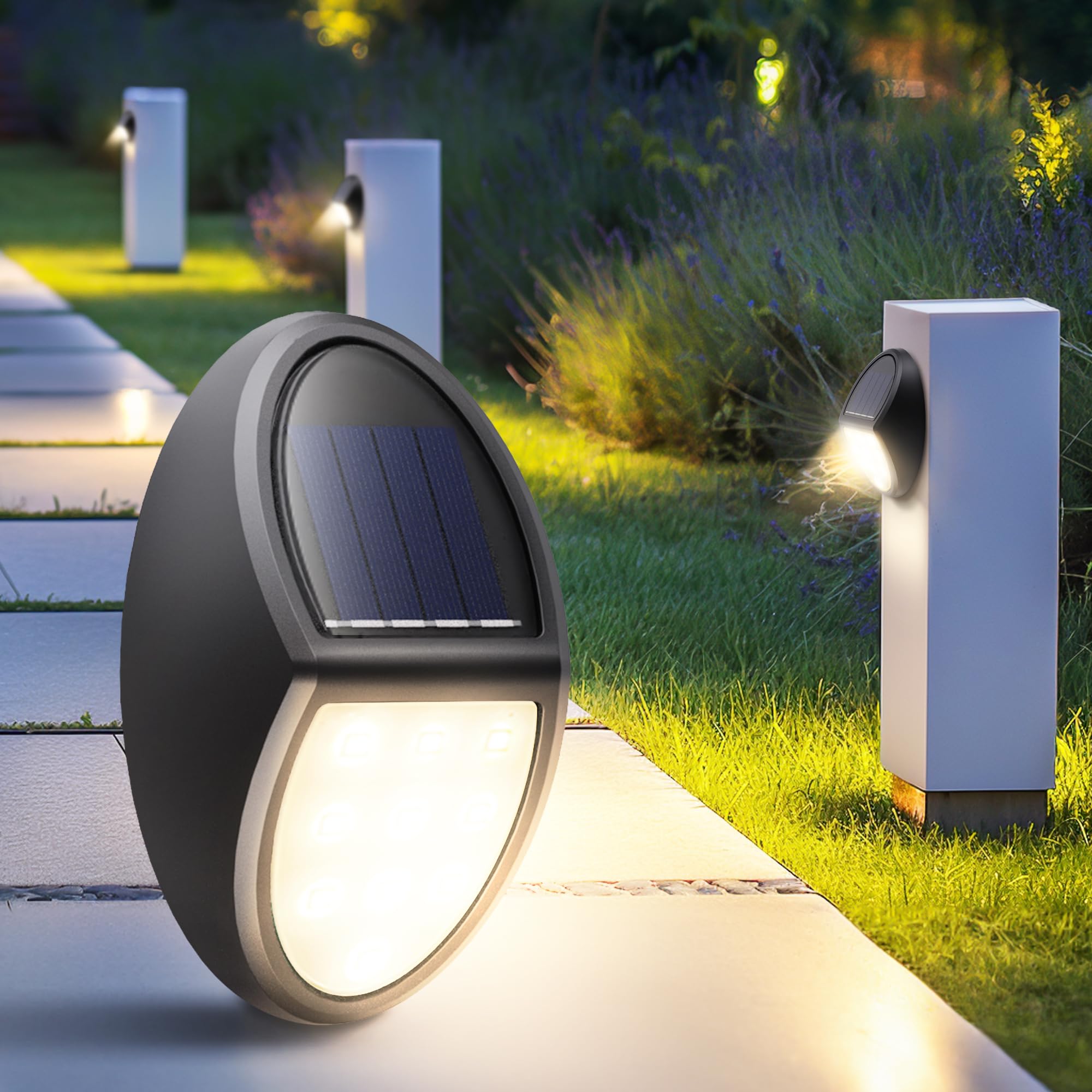 8 Pack Outdoor Solar Fence Lights - IP68 Waterproof Solar Powered Step Lamps for Porch, Deck, Yard, Garage & Garden - Bright White LED Lighting - Perfect for Pathway, Driveway & Landscape Illumination