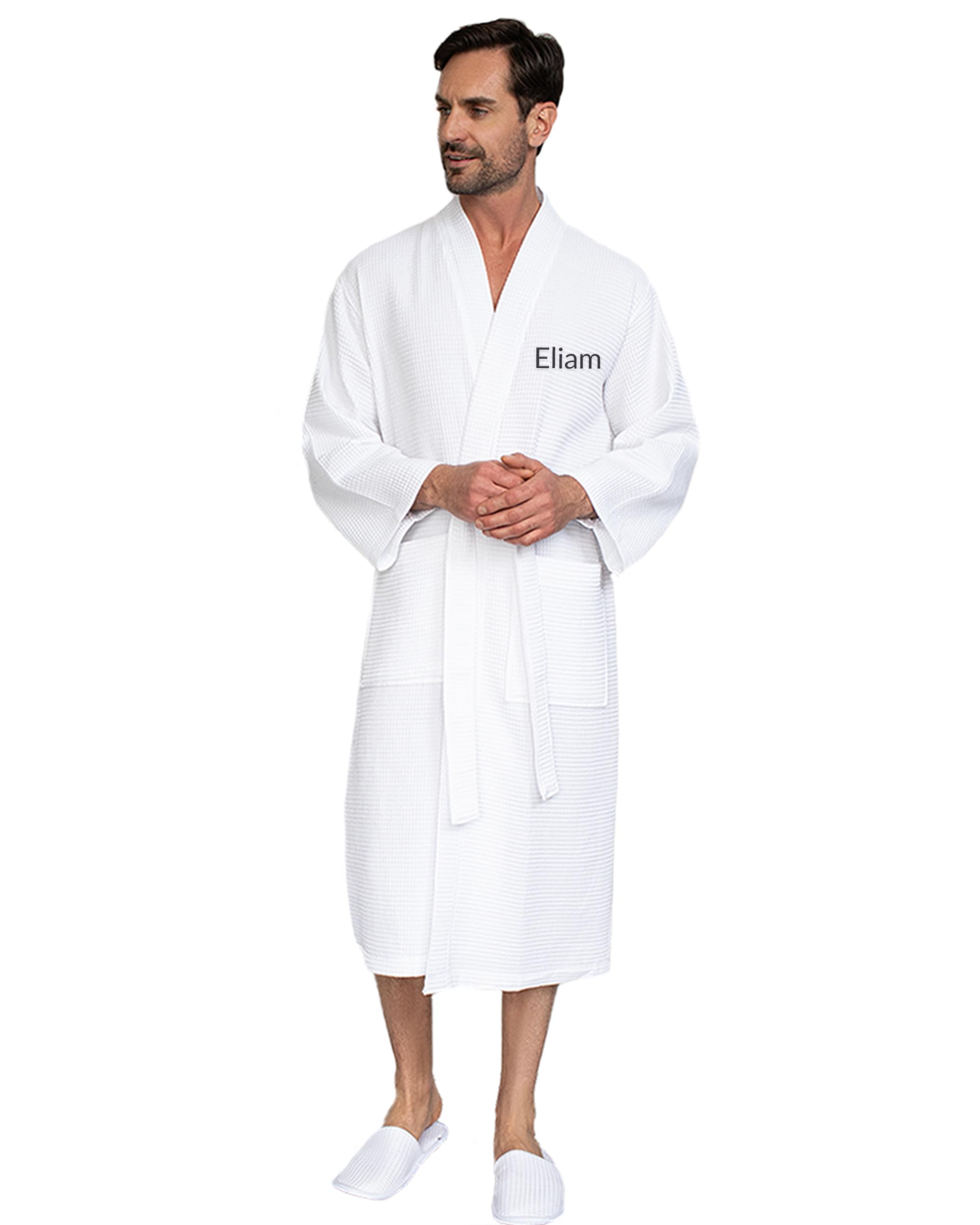 Premium Men's Cotton Waffle Bathrobe - Ultra Soft SPA Quality Lotus Linen Robe for Relaxation, Lounge & After Shower Comfort - Perfect for Home, Spa Days & Gift Giving
