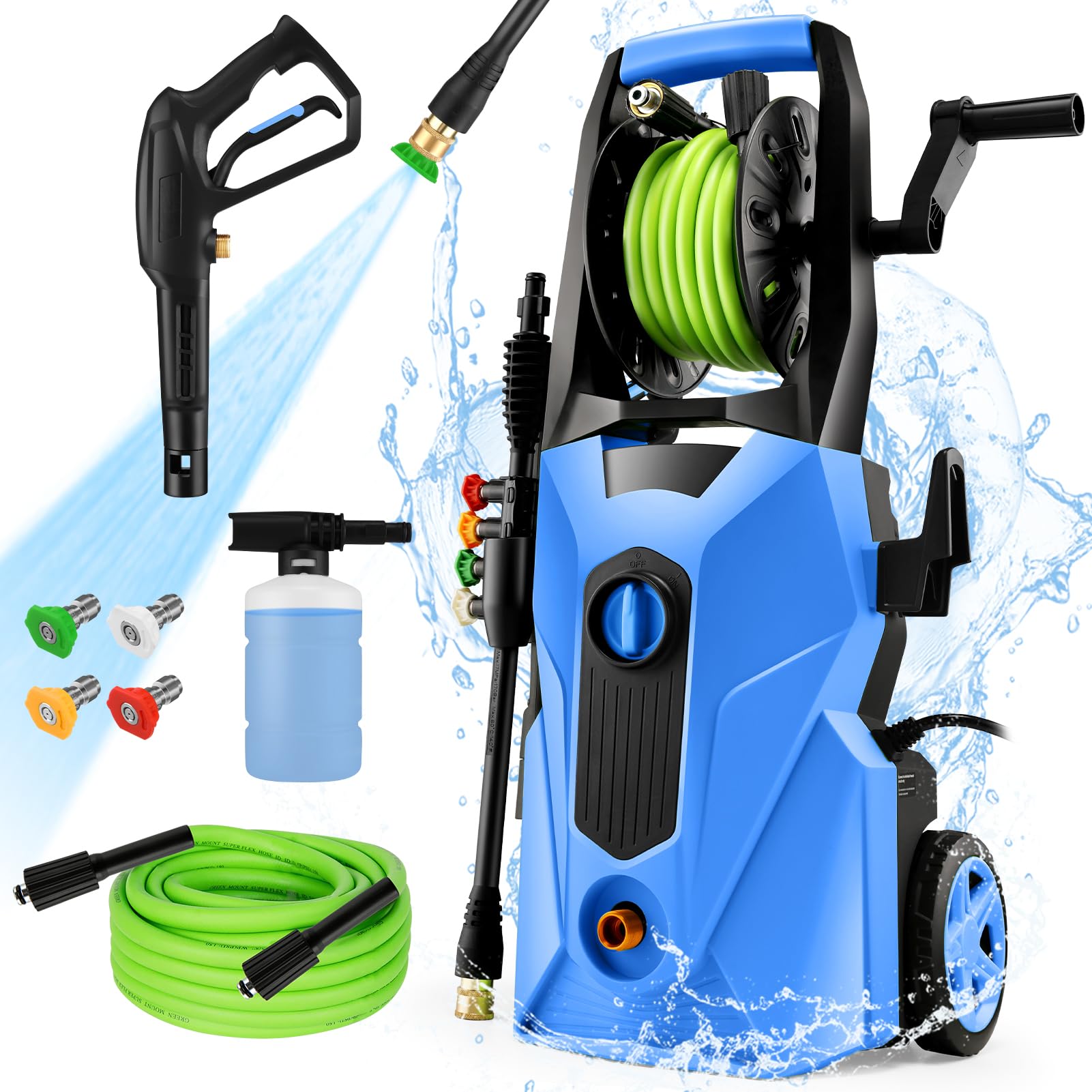 Homdox 4500 PSI 1800W Electric Power Washer - High Pressure Cleaner with Adjustable Nozzle & Foam Cannon for Home, Car, Driveway Cleaning - Perfect for Patios, Decks, Fences & Outdoor Surfaces