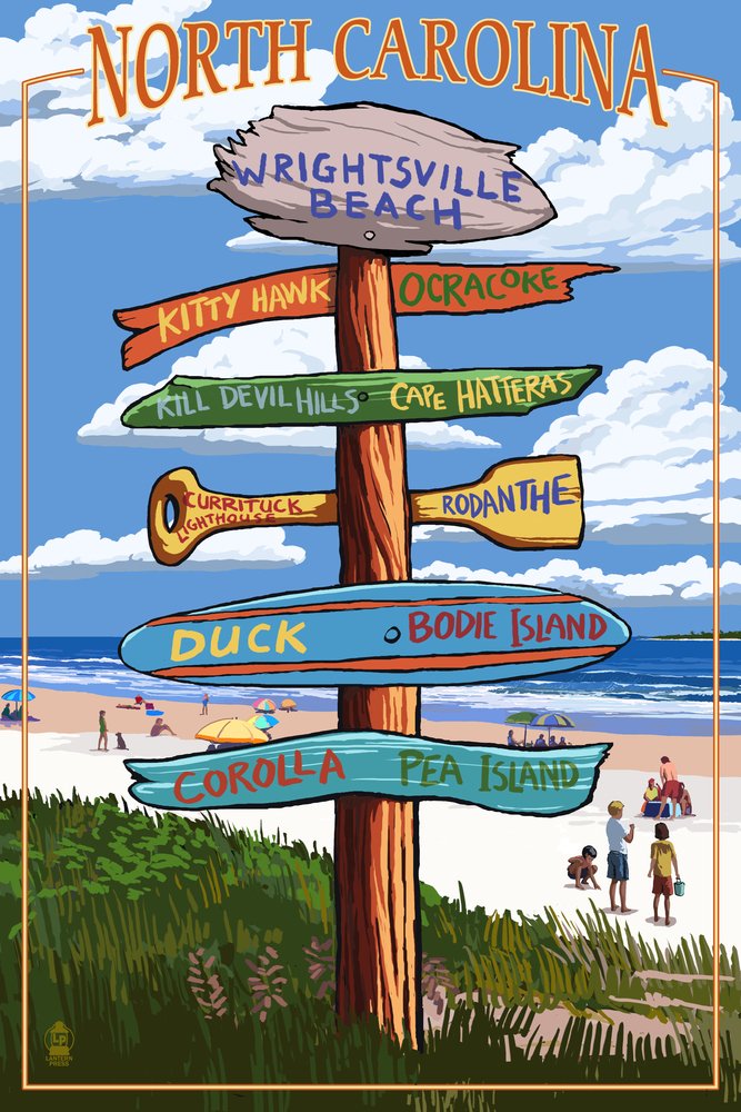 Wrightsville Beach North Carolina Metal Sign - 24x36 Gallery Quality Aluminum Wall Art Decor for Home, Office & Coastal Themed Spaces
