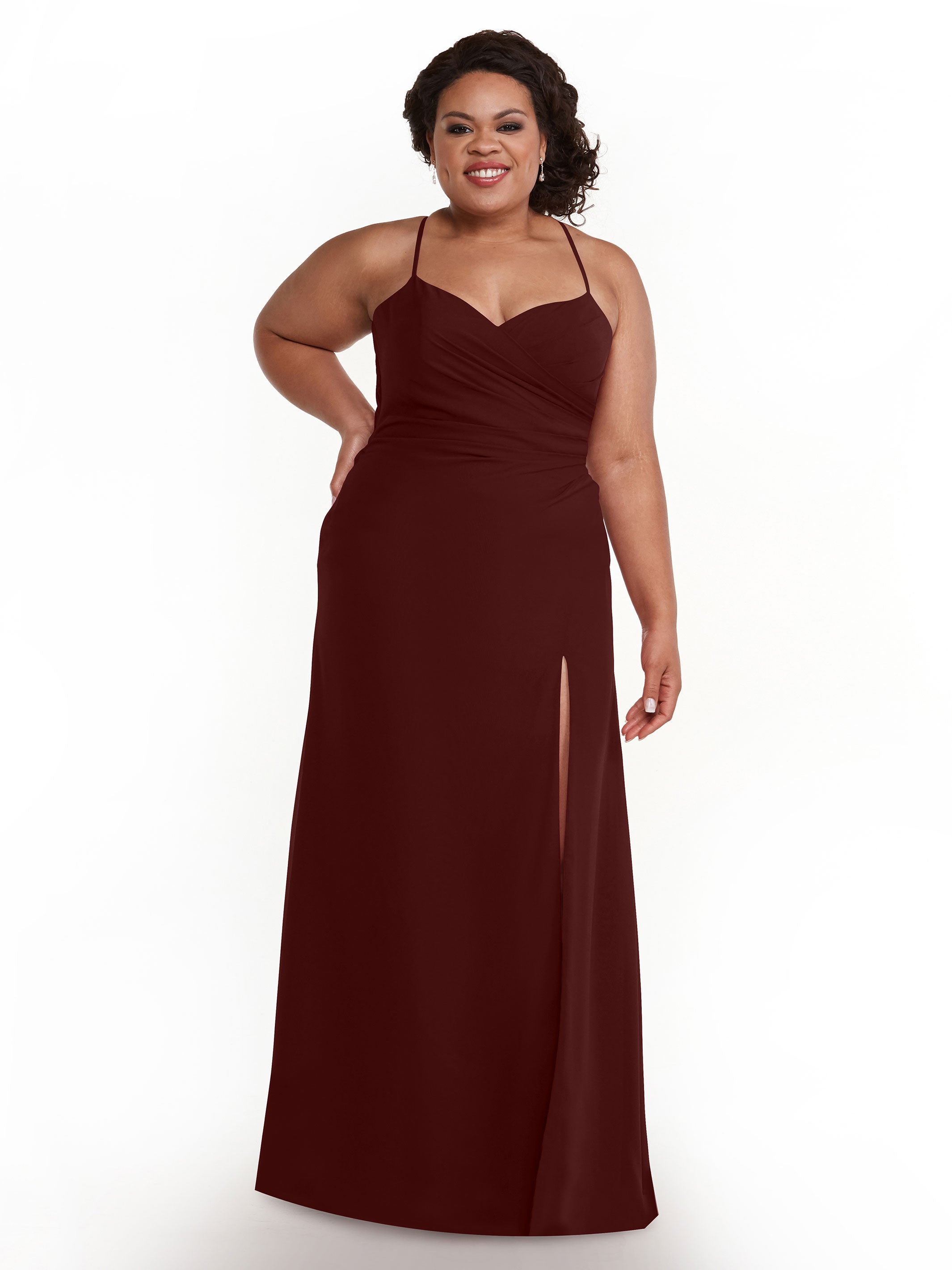 Elegant A-Line Chiffon Bridesmaid Dress with High Slit - Perfect for Weddings, Formal Events & Evening Parties