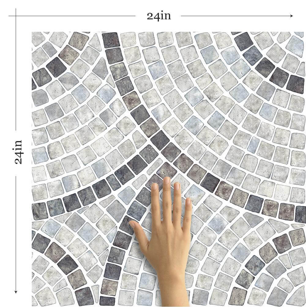 Grey Mosaic Tile Adhesive Peel and Stick Removable Wallpaper - Self-Adhesive Backsplash for Kitchen, Bathroom & Home Decor (Style 0374)