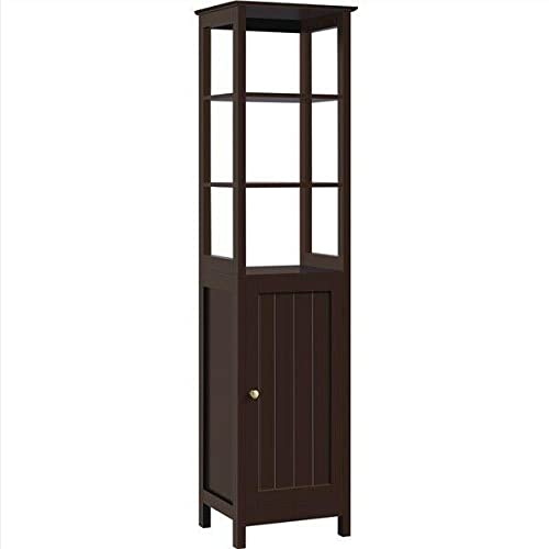 Tall Bathroom Floor Cabinet with 3 Shelves & Storage - White Bathroom Organizer Rack for Towels, Toiletries & Cleaning Supplies - Perfect for Small Bathrooms, Apartments & Laundry Rooms