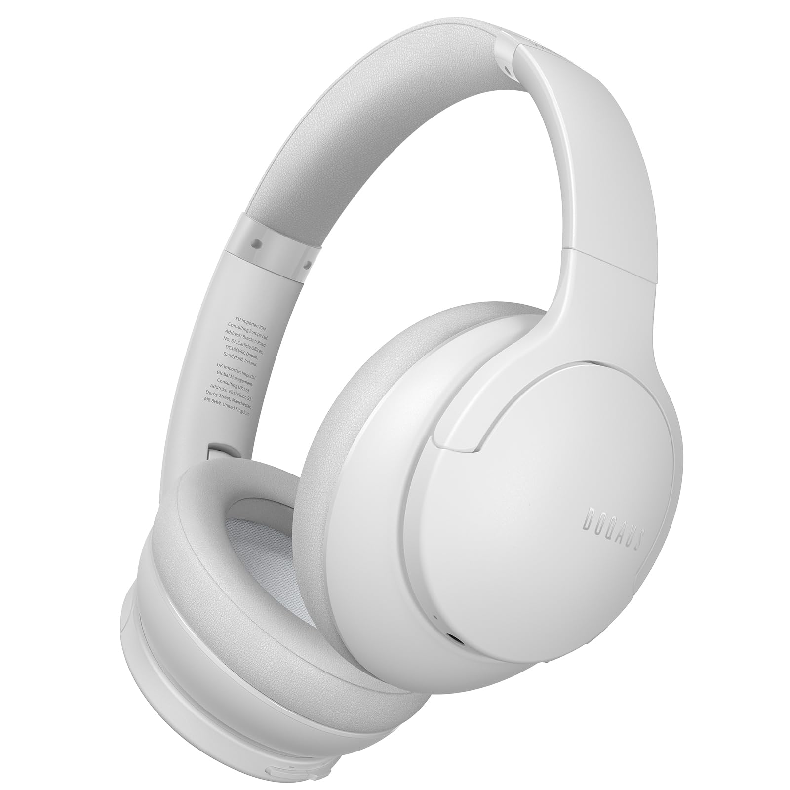 DOQAUS Wireless Over-Ear Headphones with 90H Playtime, Bluetooth 5.0, HiFi Stereo Sound, Deep Bass, Built-in Mic & 3 EQ Modes - Foldable Light Gray Headset for iPhone, Android, PC, Travel, Office & Gaming