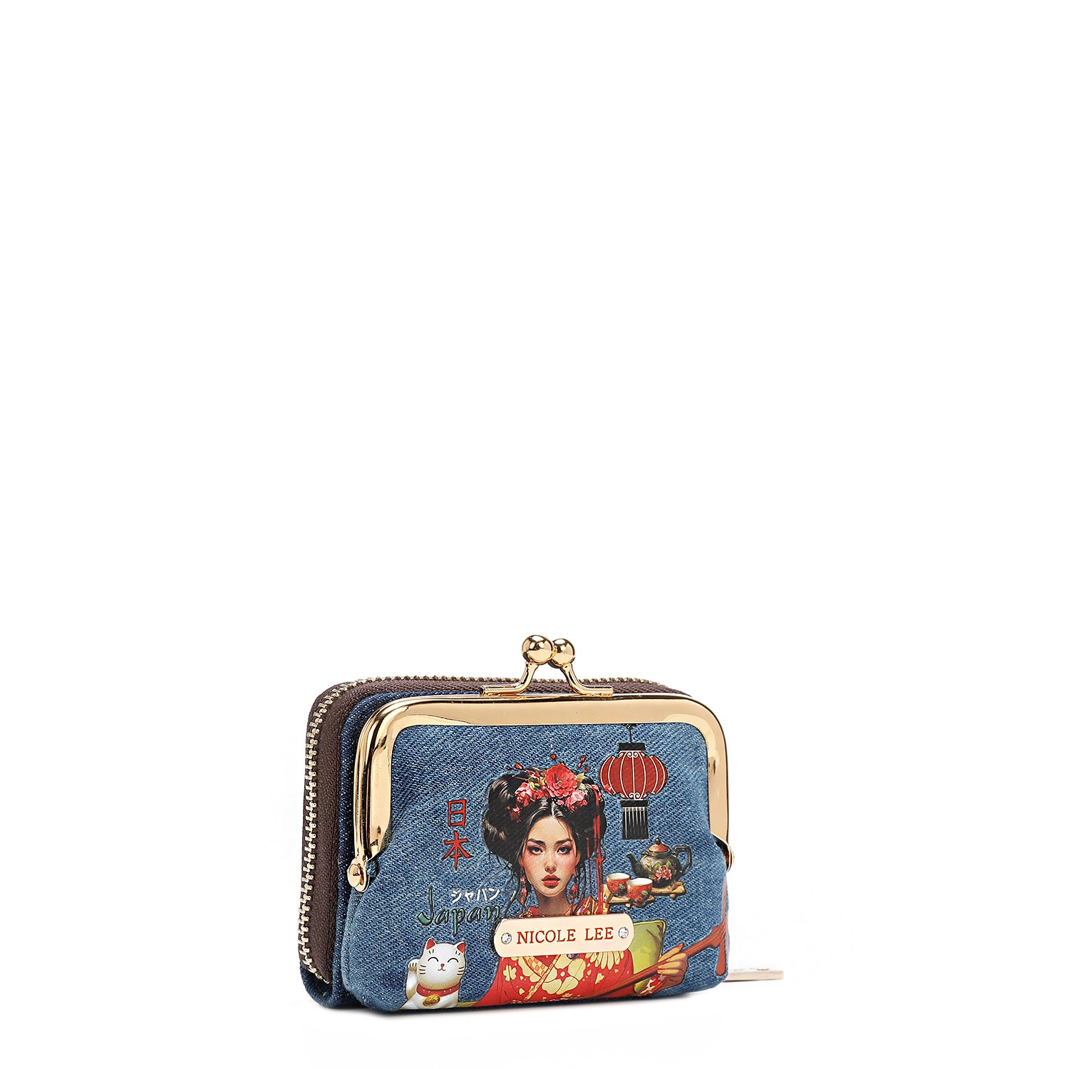 DENIM JULIA MINI WALLET - Stylish Women's Small Wallet with Card Slots & Zipper Pocket - Perfect for Everyday Use, Travel & Night Out