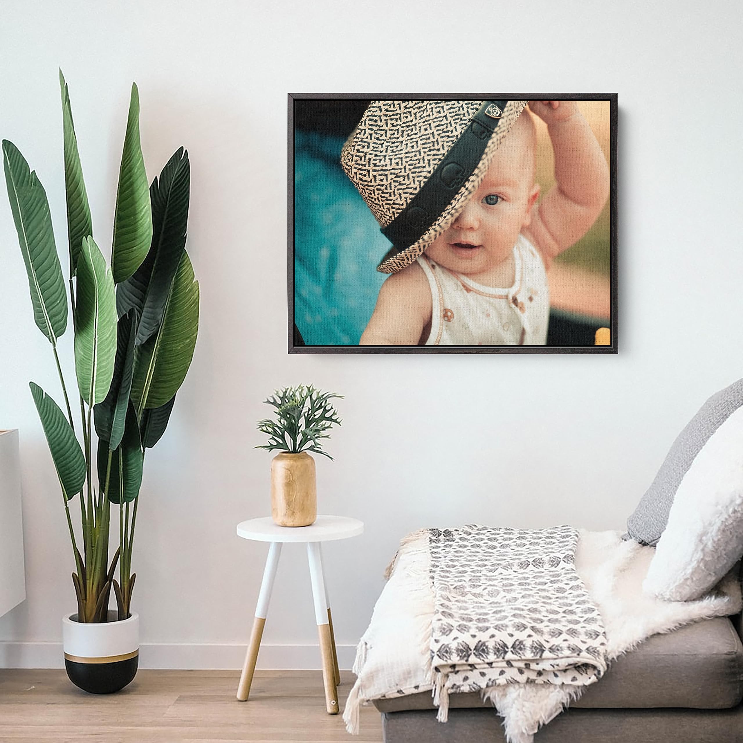 Personalized Canvas Photo Print with Floating Frame - 20x20 Inch Black Wall Art for Home Decor | Perfect for Living Room, Bedroom & Office Display