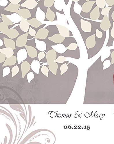 Personalized Couple's Canvas Wall Art - Custom Romantic Tree with Names & Date - Wedding, Anniversary, Housewarming Gift for Newlyweds - Taupe 24