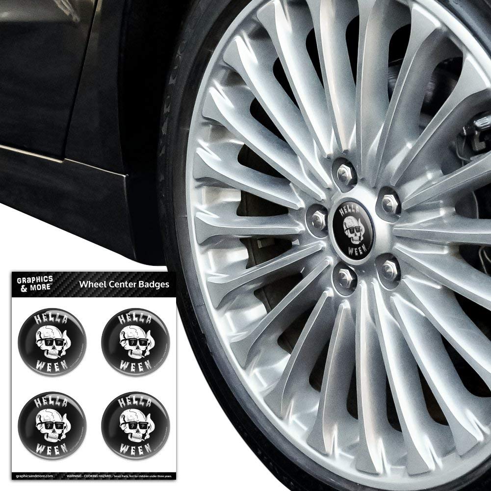 Hella Ween Halloween Smoking Skull Funny Tire Wheel Center Cap Badges - 2.6