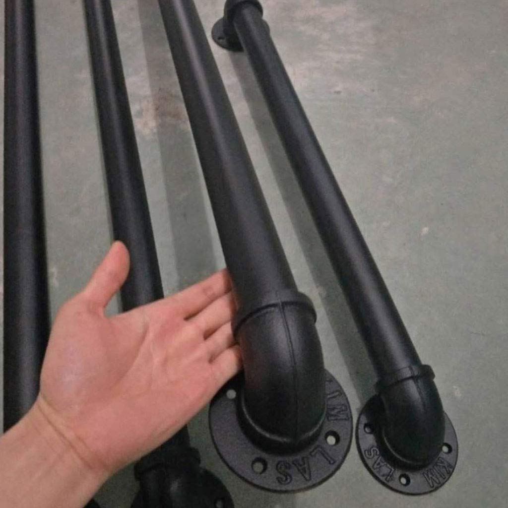 OUG Wall-Mounted Safety Handrail - Indoor/Outdoor Black Wrought Iron Stair Railing with Anti-Slip Grip for Elderly, Kids & Disabled (Custom Size) - Perfect for Bathrooms, Stairs, Porches & Senior Living Spaces