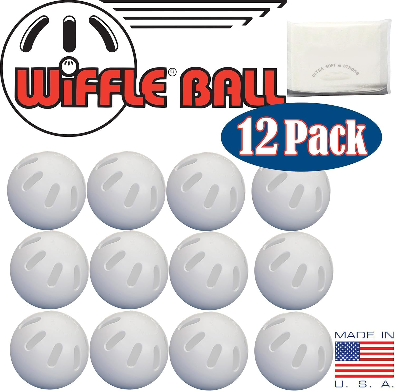 Official Size Wiffle Ball Baseballs - 12 Pack for Backyard, Park, and Beach Fun - Perfect for Kids, Adults, and Family Outdoor Games