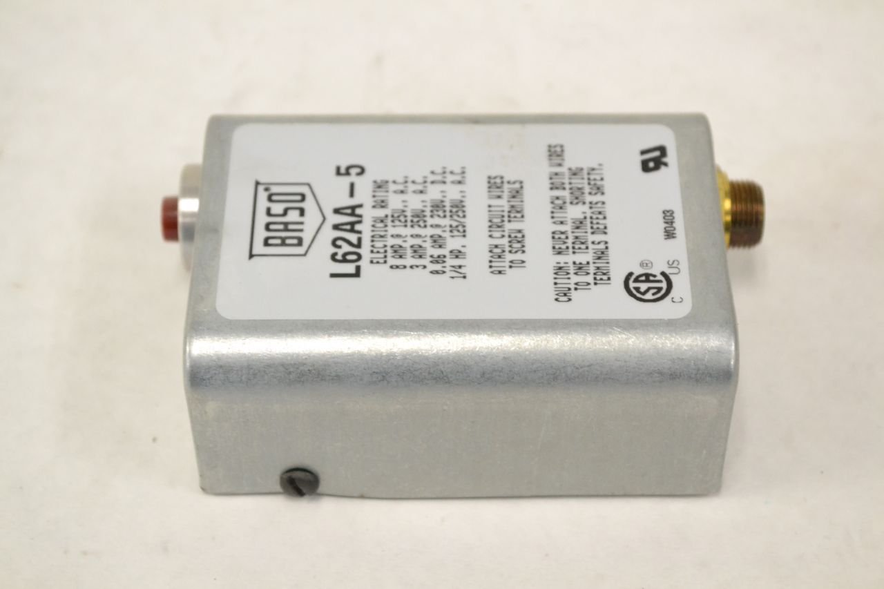 Johnson Controls L62AA-5 BASO Safety Pilot Switch 125V AC 1/4HP 8A B308580 - Replacement Part for HVAC Systems & Industrial Equipment