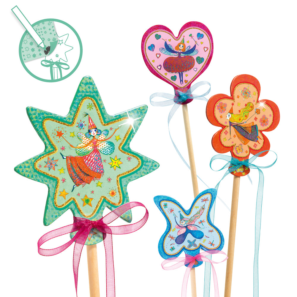 DIY Magic Wands Craft Kit - 4 Enchanted Wand Making Set for Kids | Creative Arts & Crafts, Birthday Party Favors, Pretend Play & Fantasy Costume Accessories