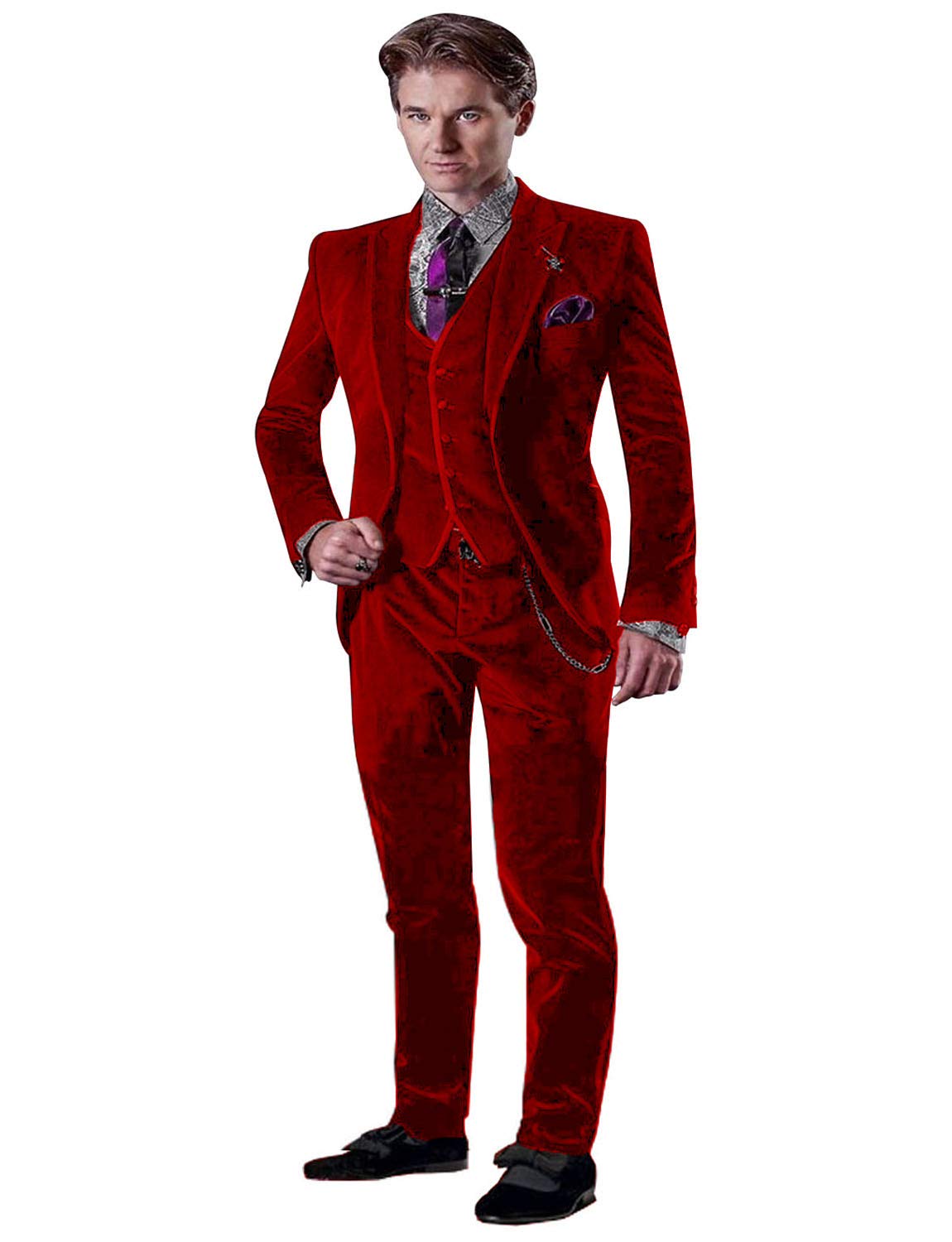 Men's Velvet Suit Set with Peak Lapel Blazer & Pants - Formal Tuxedo for Weddings, Parties & Special Occasions | Elegant Evening Wear & Prom Outfit