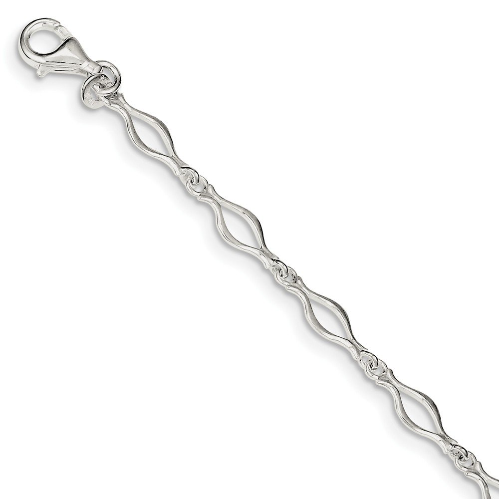 Sterling Silver 10 Inch Solid Polished Fancy Link Anklet Bracelet for Women - Elegant Ankle Chain Jewelry for Casual Wear, Beach, Party & Everyday Fashion