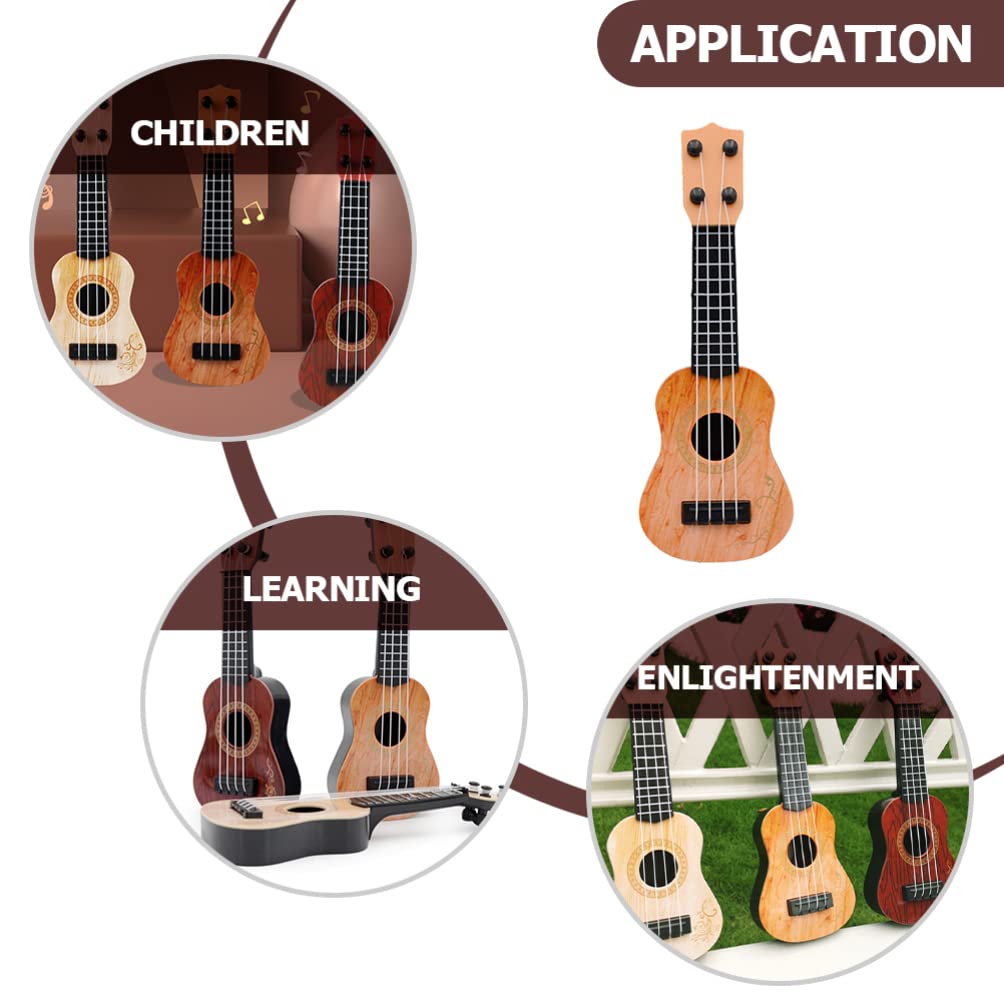 Kisangel Mini Ukulele Toy for Kids - 4 String Beginner Musical Instrument with Light Brown Finish | Educational Guitar Plaything for Toddlers & Children | Perfect for Birthday Gifts, Music Lessons & Early Learning Development