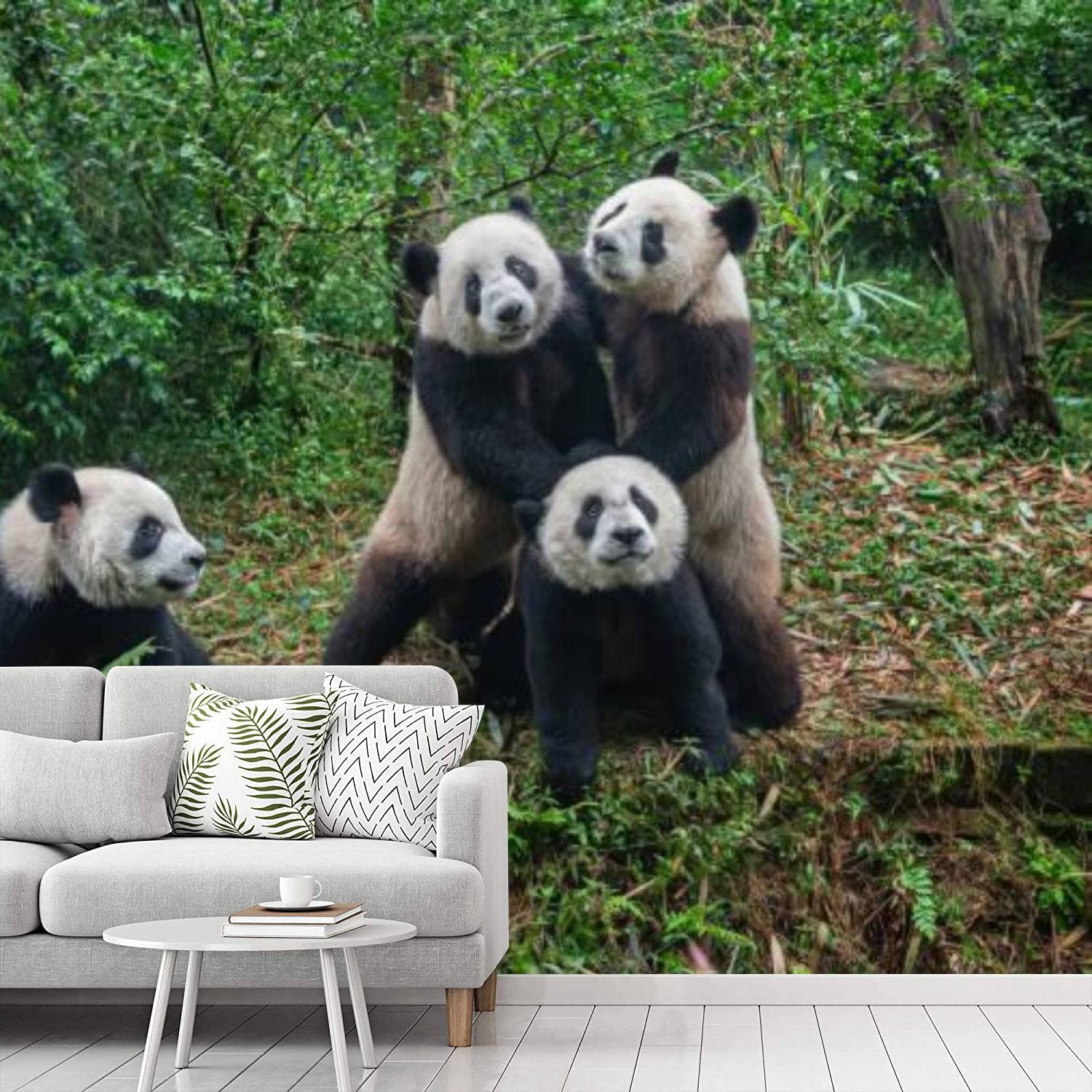 Peel and Stick Wallpaper - Cute Giant Panda Bears Self-Adhesive Removable Contact Paper for Bedroom, Living Room, Nursery & Home Decor | Easy DIY Wall Mural for Kids Room, Dorm & Apartment Makeover