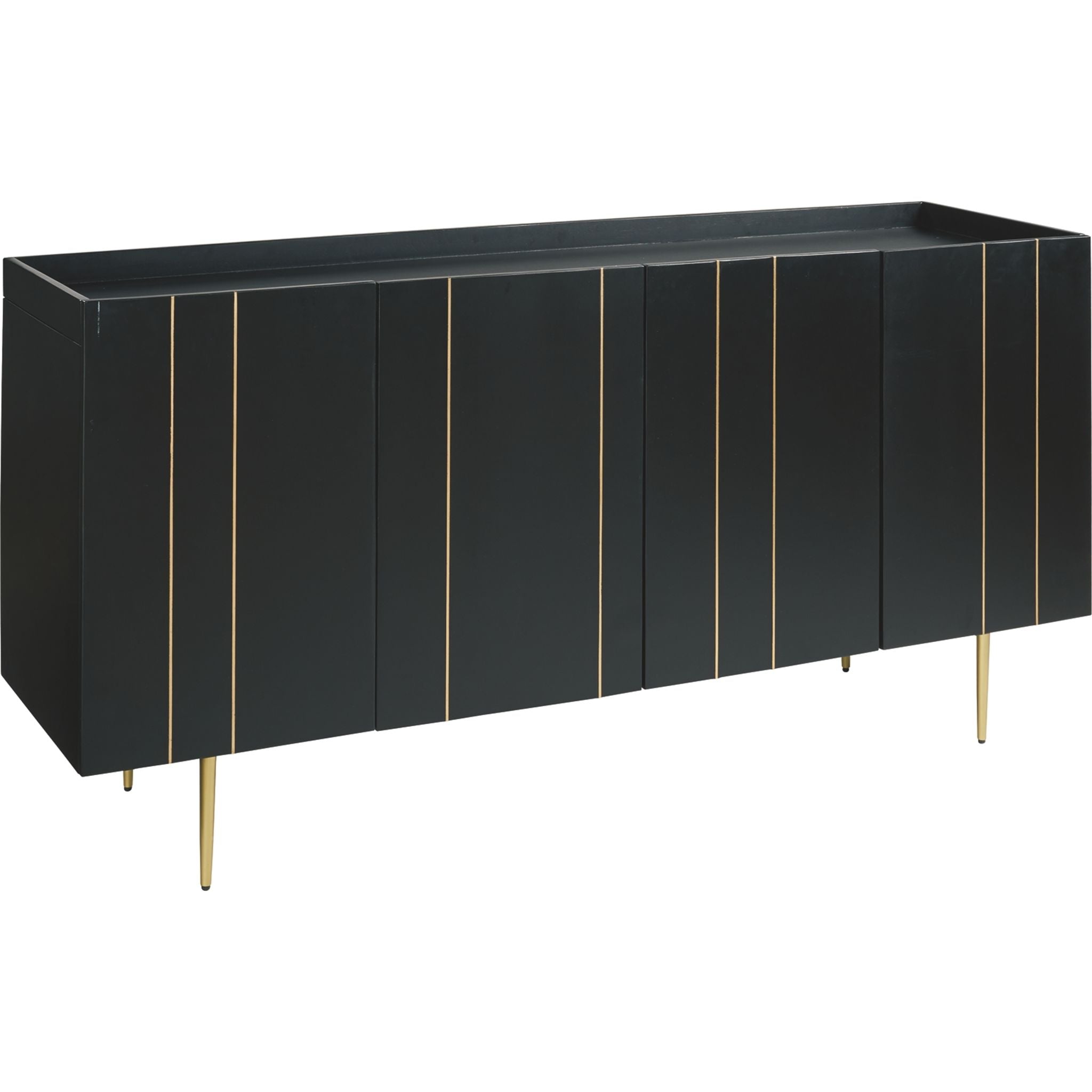 Brentburn Black and Gold Cabinet - Elegant Storage Solution for Kitchen, Bathroom, or Living Room Organization