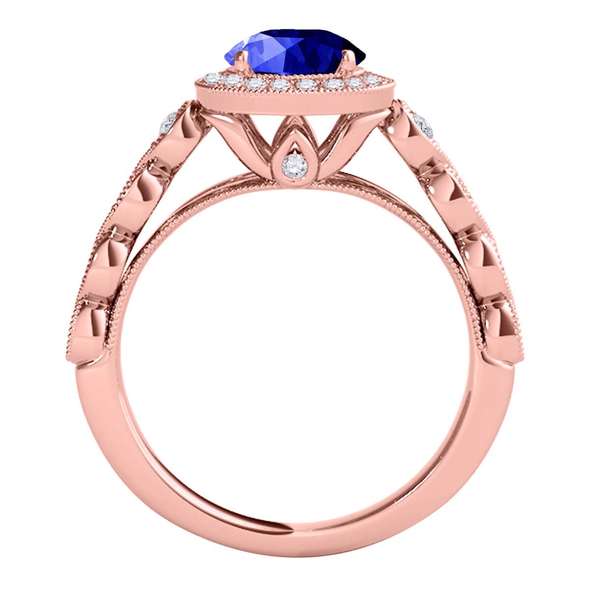MauliJewels 14k Rose Gold 1.27 Carat Diamond & Tanzanite Prong Ring for Women - Elegant Engagement, Anniversary & Special Occasion Jewelry Gift