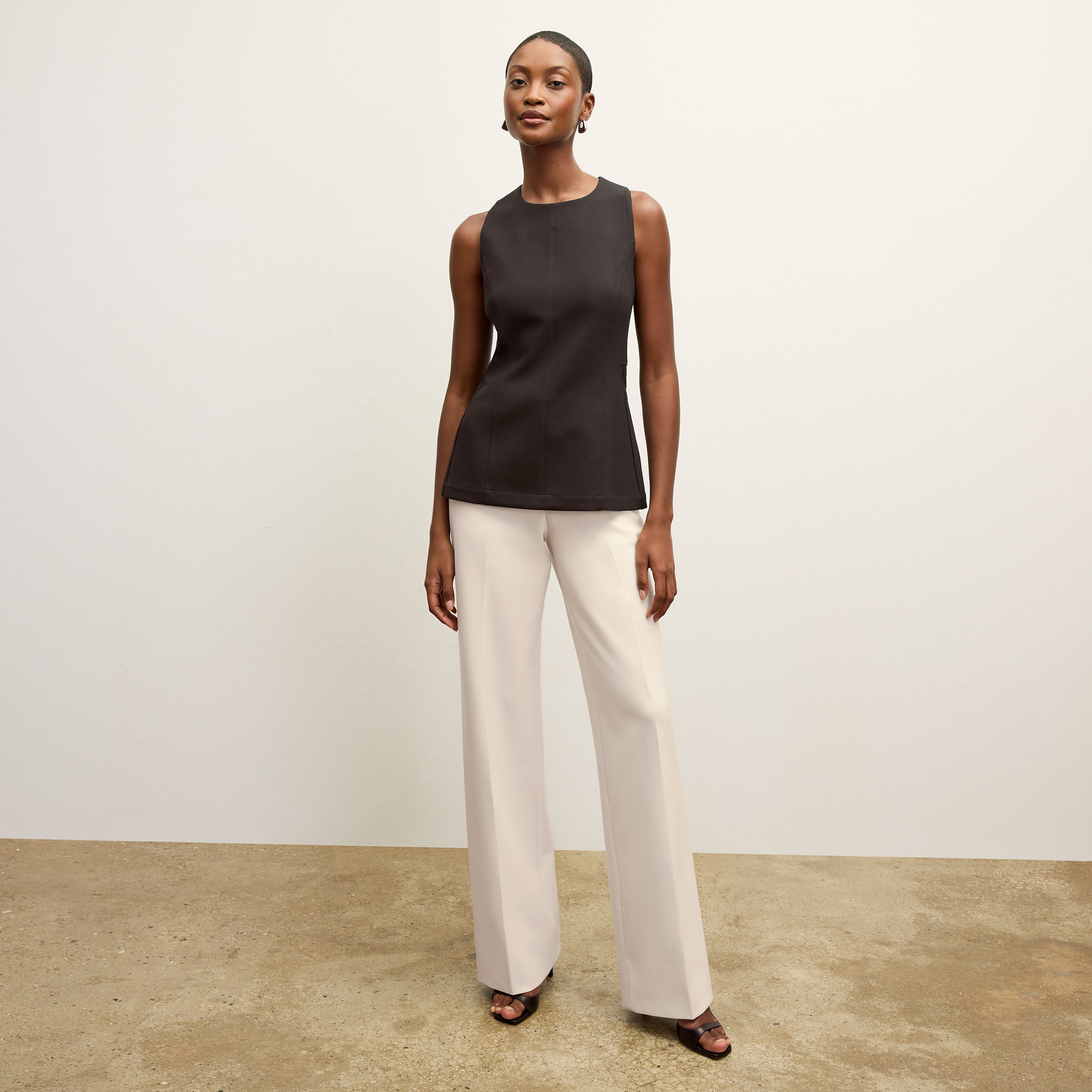 Tinsley Wide Leg Pants for Women - High Waist Stretchy Suit Pants in Ivory - Perfect for Office, Business Casual & Travel Outfits