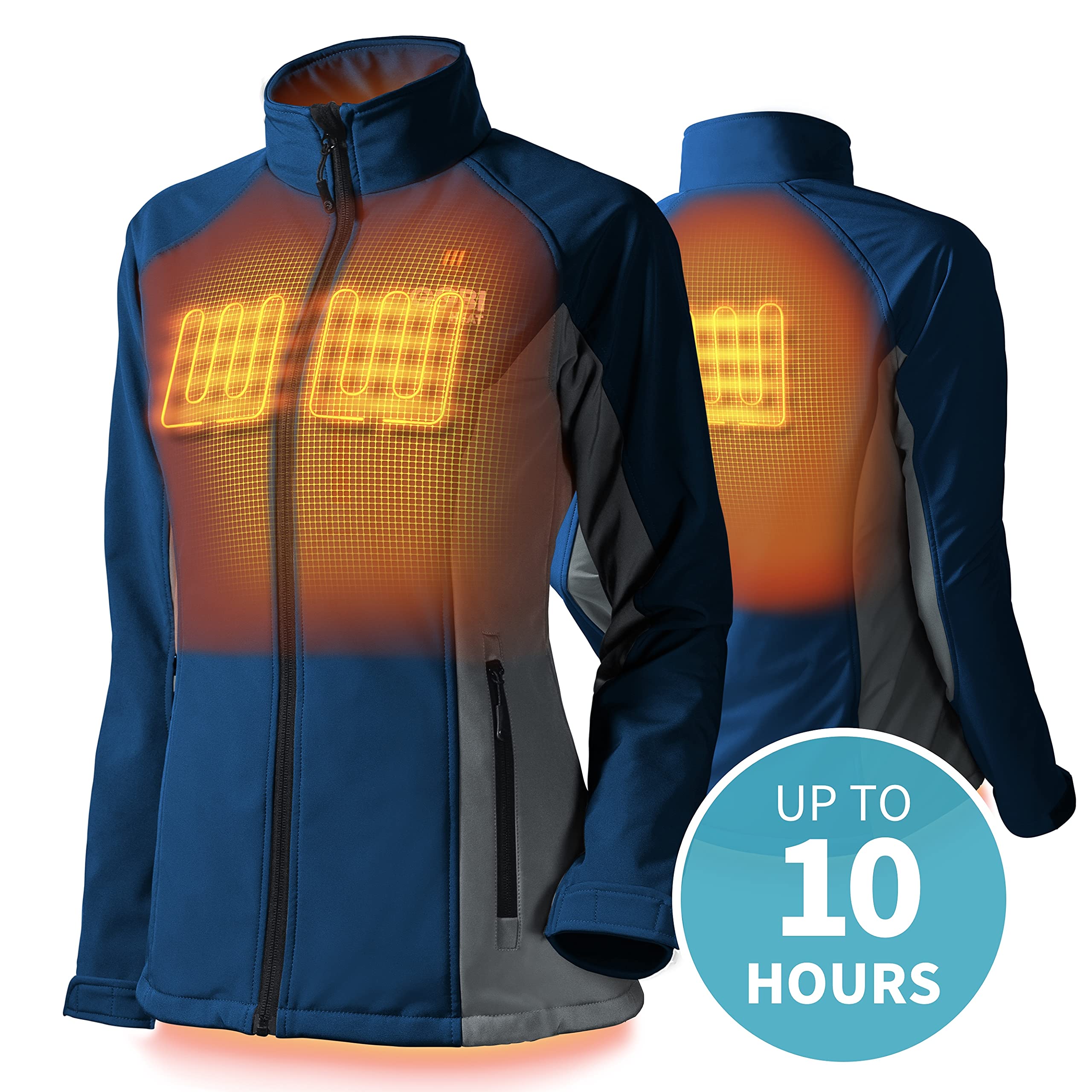 Sahara Women's Heated Jacket with 10-Hour Battery & USB Charger - Machine Washable Winter Coat for Outdoor Activities, Hiking, and Cold Weather Commuting