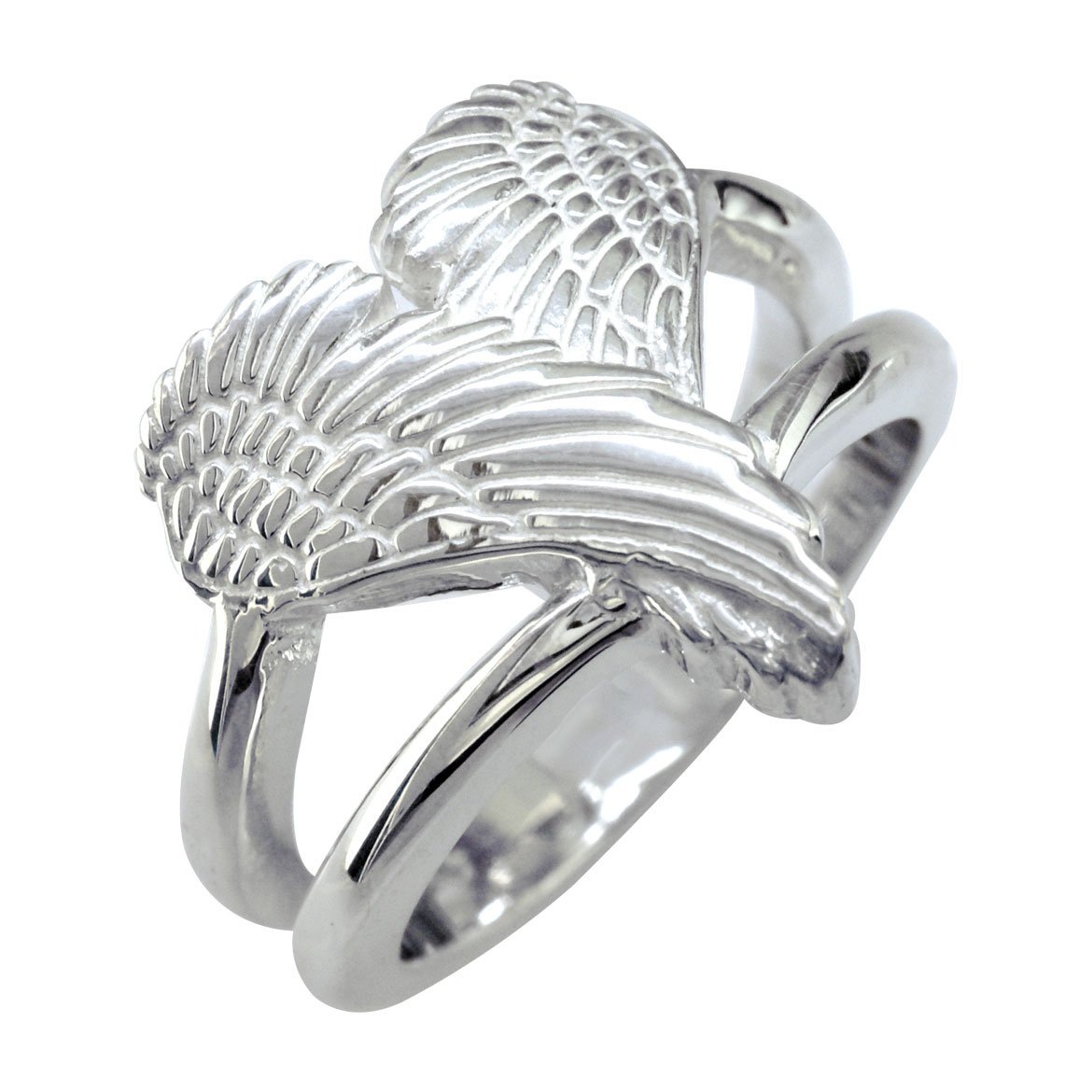 Medium Angel Heart Wings Ring - Sterling Silver 17mm Love Wings Jewelry for Valentine's Day, Anniversary & Romantic Gifts