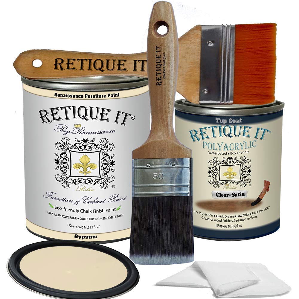 Retique It Chalk Furniture Paint by Renaissance DIY - 6 Piece Set (21 Gypsum Colors, 32 Ounces) for Furniture Upcycling, Home Decor & DIY Projects
