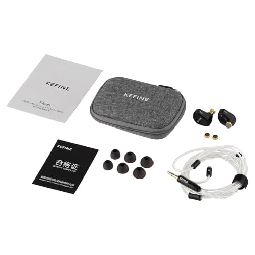 Linsoul Kefine Klean HiFi In-Ear Monitor Headphones - 10mm DLC Diaphragm Dynamic Driver, Wired Gaming Earbuds with Detachable Silver-Plated Cable & Replaceable Tuning Nozzles for Musicians & Audiophiles - Perfect for Studio Recording, Live Performances & Competitive Gaming