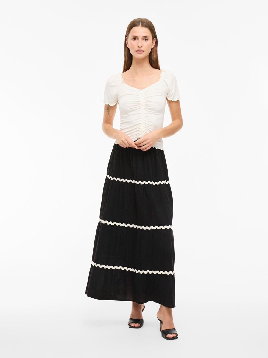 Manda High Waisted Maxi Skirt for Women - Flowy Long Skirt with Pockets, Black Beauty Color - Perfect for Beach, Vacation, and Summer Outfits