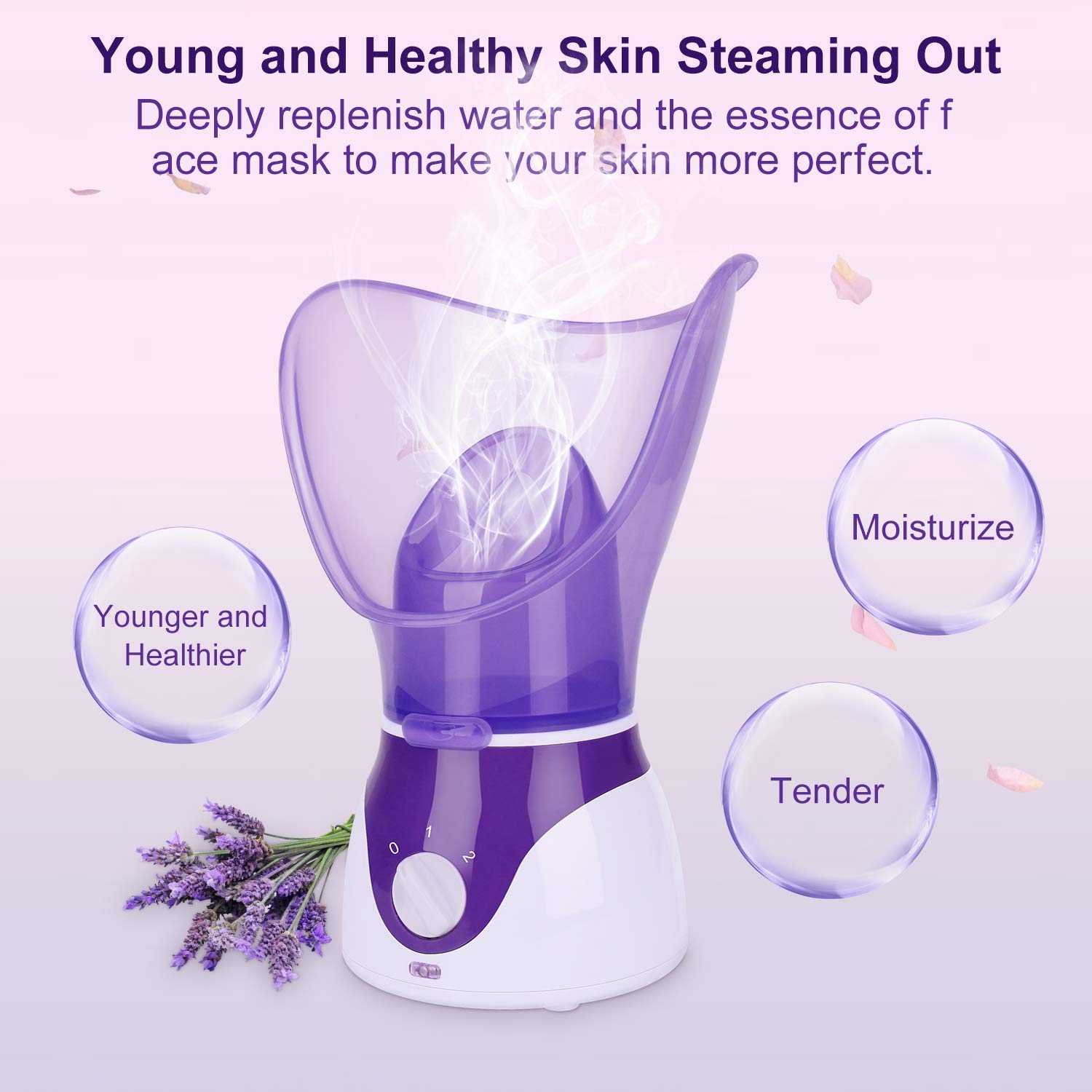 **VOUM Facial Steamer for Deep Pore Cleansing - Home Spa Sauna, Warm Mist Humidifier & Sinus Relief - Unclogs Pores for Glowing Skin (Purple) | Perfect for At-Home Skincare & Relaxation**