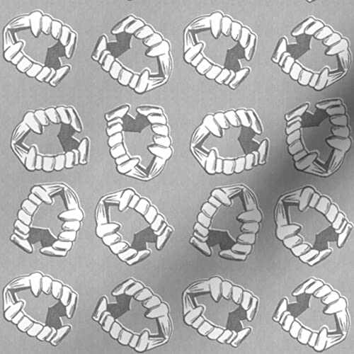 Vampire Teeth Stone Halloween Printed Velvet Fabric by The Yard - Spooky Upholstery & Costume Material for Home Decor, Apparel, and DIY Crafts - Perfect for Halloween Decorations, Cosplay, and Sewing Projects