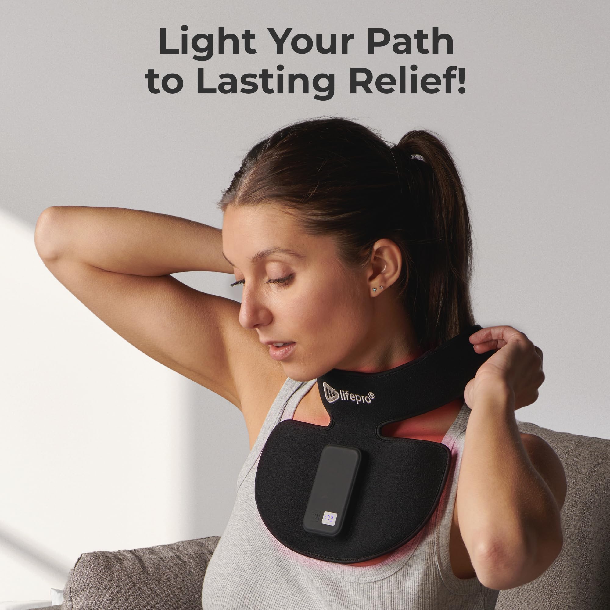 LifePro Red Light Therapy Device for Neck, Back & Chest Pain Relief - Portable & Rechargeable Near Infrared Light Therapy with 660nm Red & 850nm NIR LEDs - Perfect for Home Use, Muscle Recovery & Skin Care