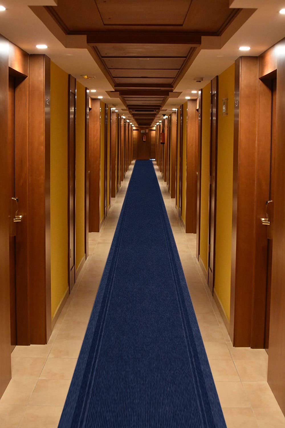 Custom Size Non-Slip Runner Rug - Indoor/Outdoor Traction Rug with Ridge Design & Rubber Backing - Cut-to-Size Blue Carpet (26