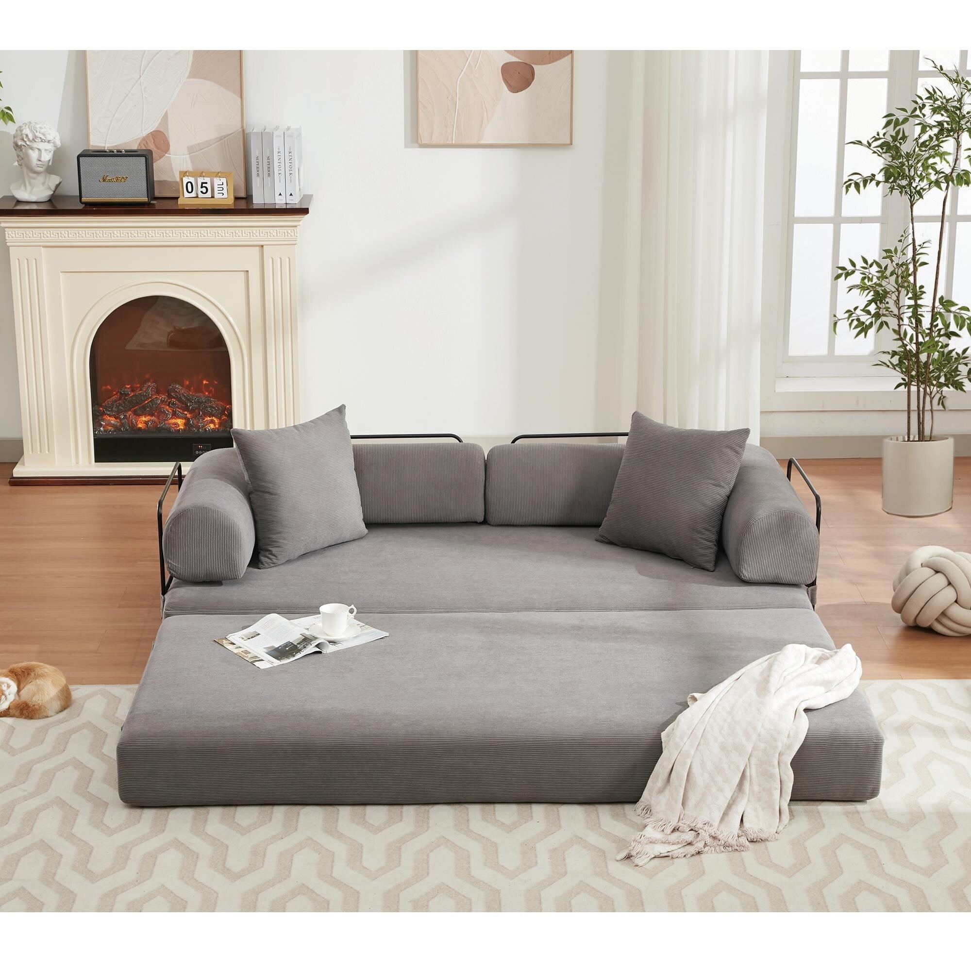 3-Seat Folding Sofa Bed - King Size Convertible Sleeper with High-Density Foam & Non-Slip Pad - Perfect for Small Spaces, Guest Rooms & Apartments