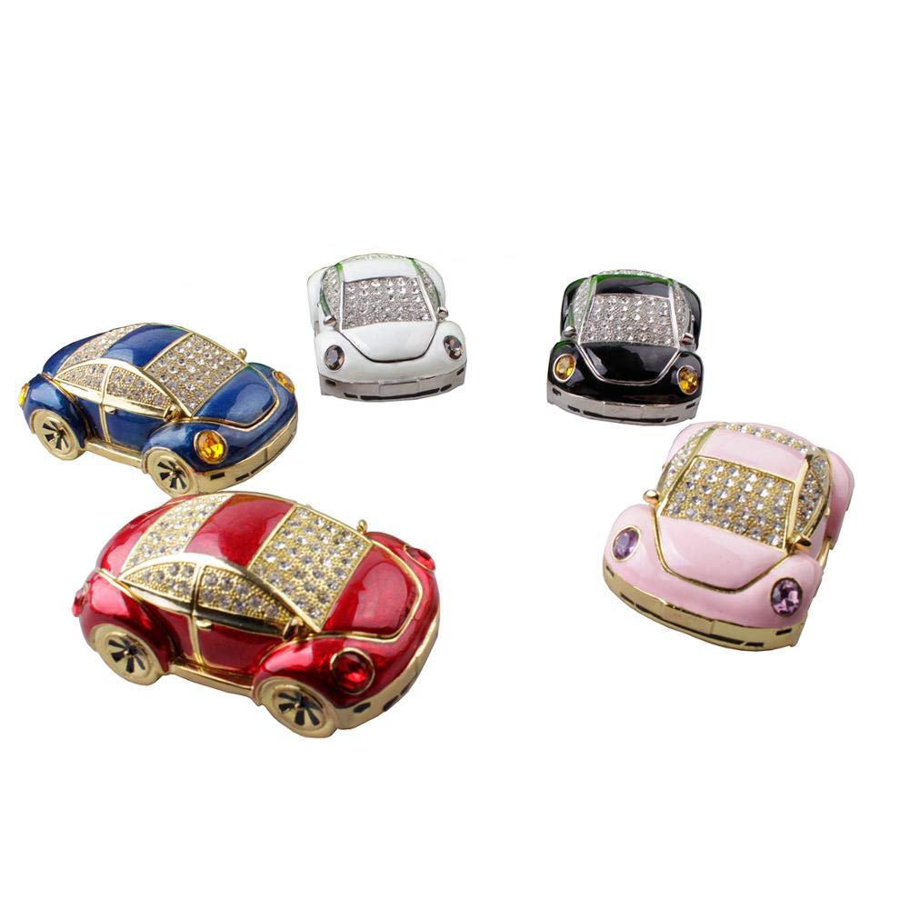 **Elegant Crystal Bejeweled Car Trinket Jewelry Box - Enameled Treasure Box for Car Decor, Novelty Gift (White) - Perfect for Organizing Jewelry, Keys & Small Accessories in Your Car**