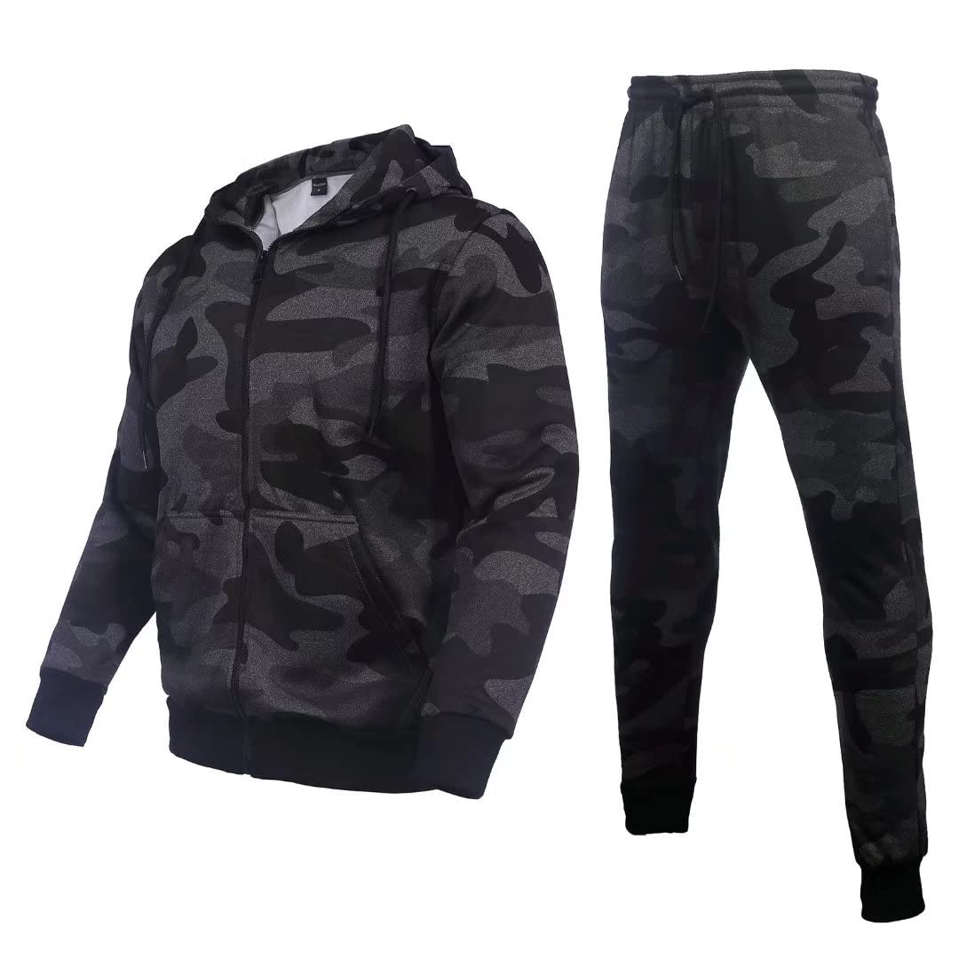 Zusmen Men's Tracksuit 2-Piece Set - Stylish Track Jacket & Pants for Casual Wear, Gym, and Outdoor Activities