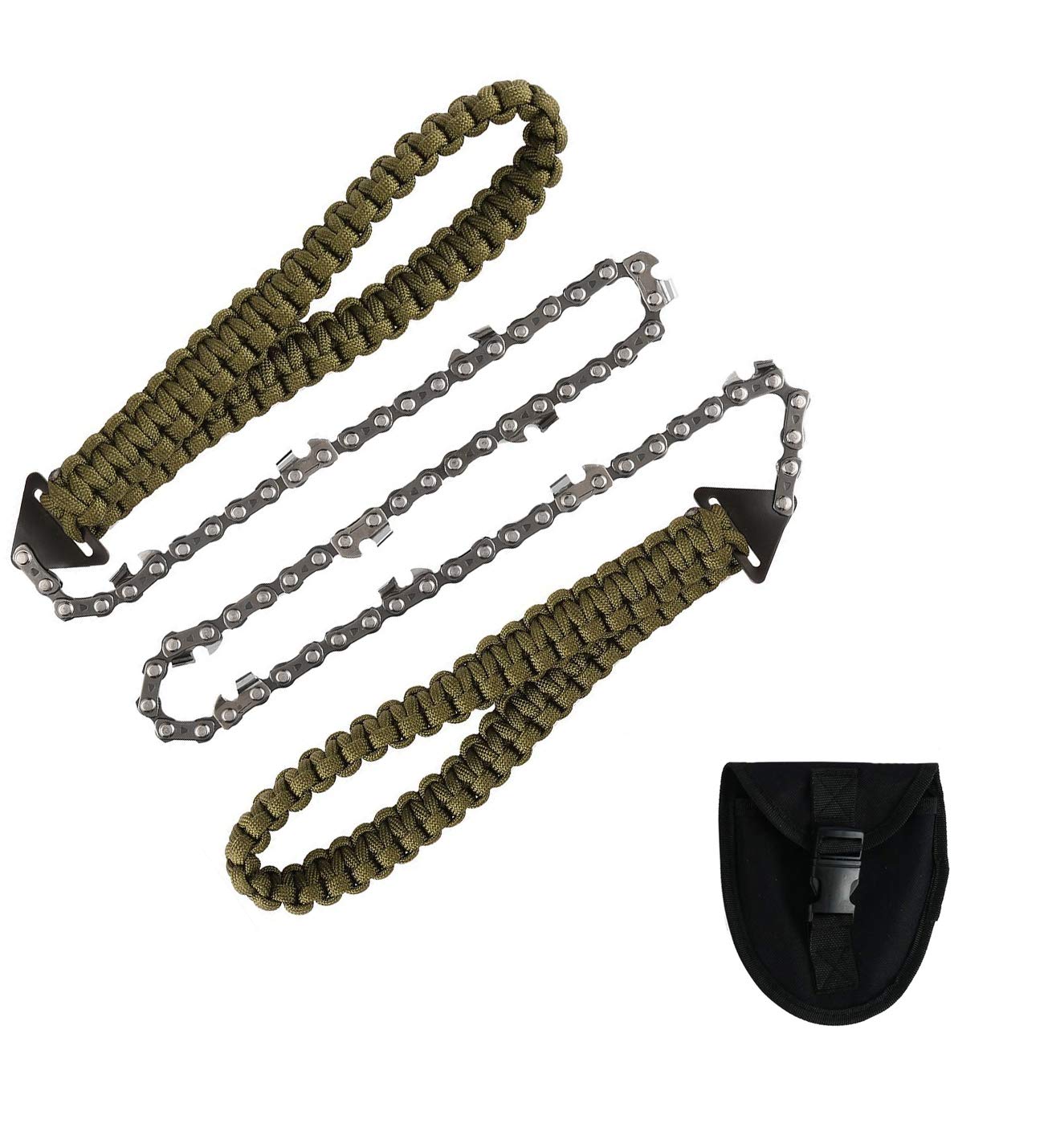 Portable Pocket Chainsaw with Paracord Handle - 24 Inch Folding Survival Saw with 11 Teeth & Carry Pouch - Best for Camping, Hunting, Hiking, Backpacking & Emergency Tree Cutting - Perfect Outdoor Gear for Wilderness Survival & Bushcraft