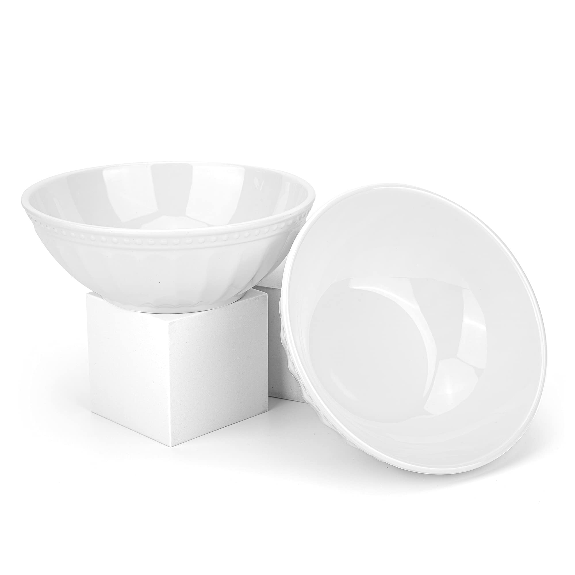 KX-WARE 7-inch Melamine Bowls, 30oz White Salad Pasta Dinner Bowls Set of 8 | Durable & Lightweight for Outdoor Picnics, Parties, and Everyday Dining