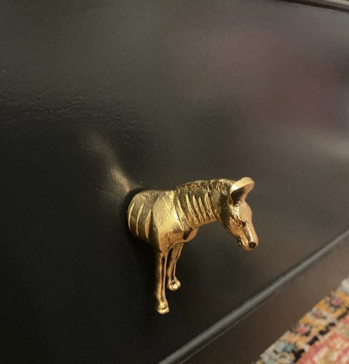 Gold Safari Animal Iron Metal Drawer Knobs - Zebra Design Cabinet Hardware for Dresser, Wardrobe & Furniture - Perfect for Jungle Theme Bedroom & Kids Room Decor