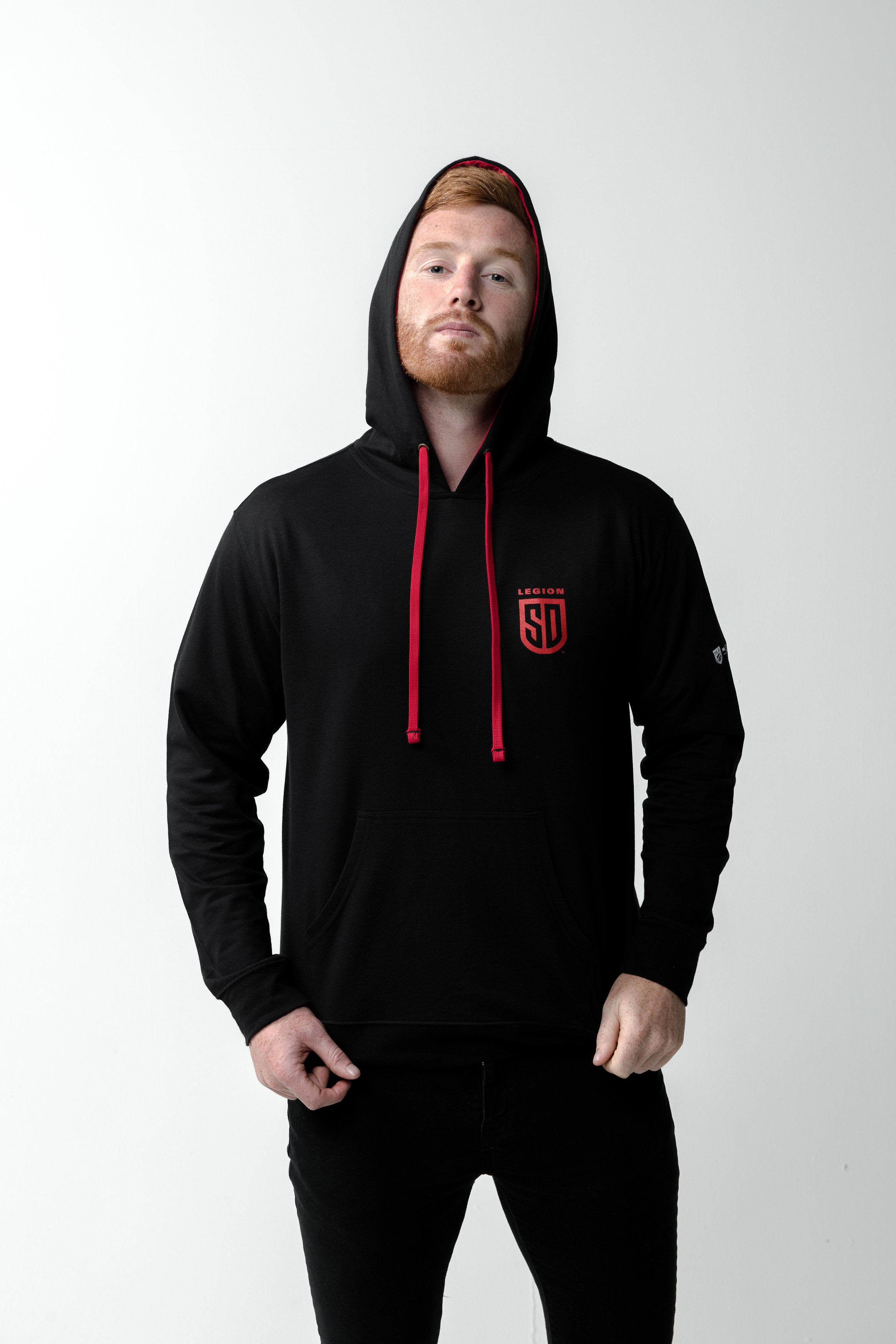 SD LEGION Shield Black & Red Hoodie - Stylish Unisex Pullover for Men & Women - Perfect for Casual Wear, Street Fashion & Outdoor Activities