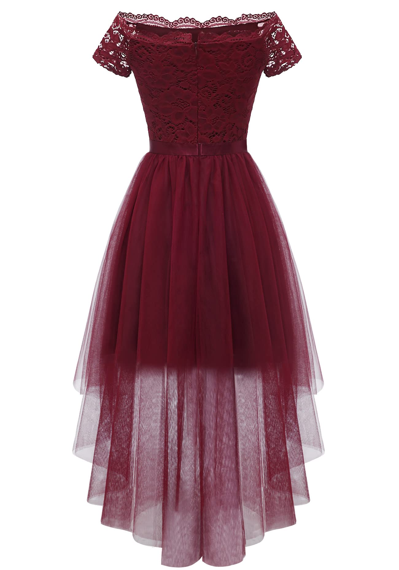 2024 Women's Off The Shoulder Short Sleeve High-Low Prom Dress - Elegant Cocktail Party & Wedding Guest Formal Gown for Special Occasions & Evening Events