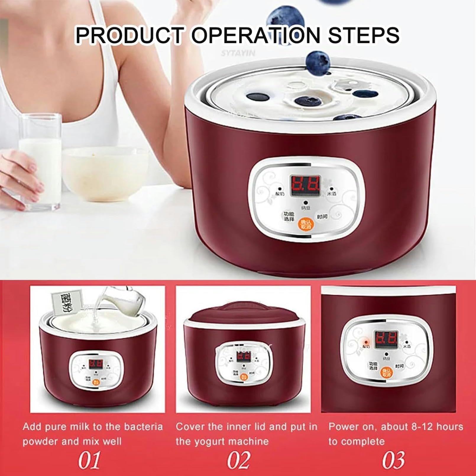 220V Mini Yogurt Maker - Portable DIY Yogurt Machine with Stainless Steel Container for Homemade Yogurt, Rice Wine & Natto | Perfect for Kitchen, Dorm & Camping
