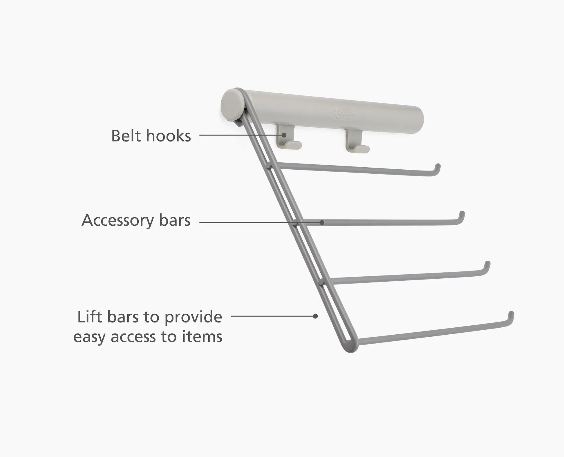 Orderly Belt, Tie & Scarf Organizer Rail in Ecru - Perfect for Closet, Bedroom & Travel Storage Organization
