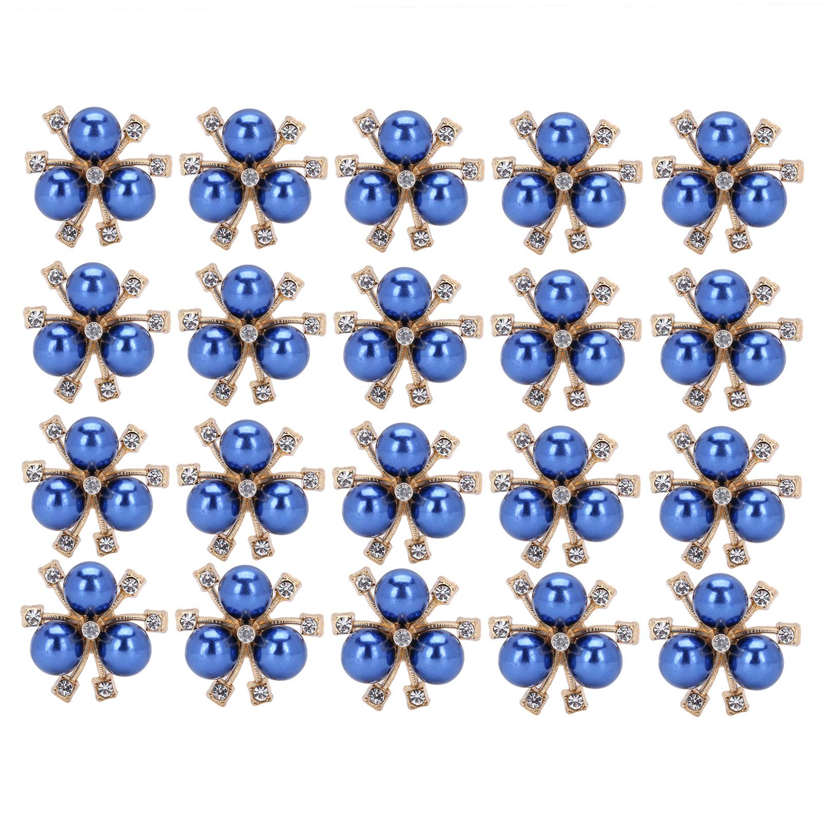 20Pcs Fashion Brooches for Women - Pearl Flower Rhinestone DIY Clothing Pins, Lapel Jewelry for Girls (6 Styles, Blue) - Perfect for Dresses, Jackets, Hats & Accessories