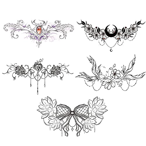 Waterproof Temporary Underboob & Waist Tattoo Stickers - Black Body Art for Chest & Skin - Compatible with Bishop Wand Tattoo Machine | Perfect for Parties, Festivals & Body Decoration