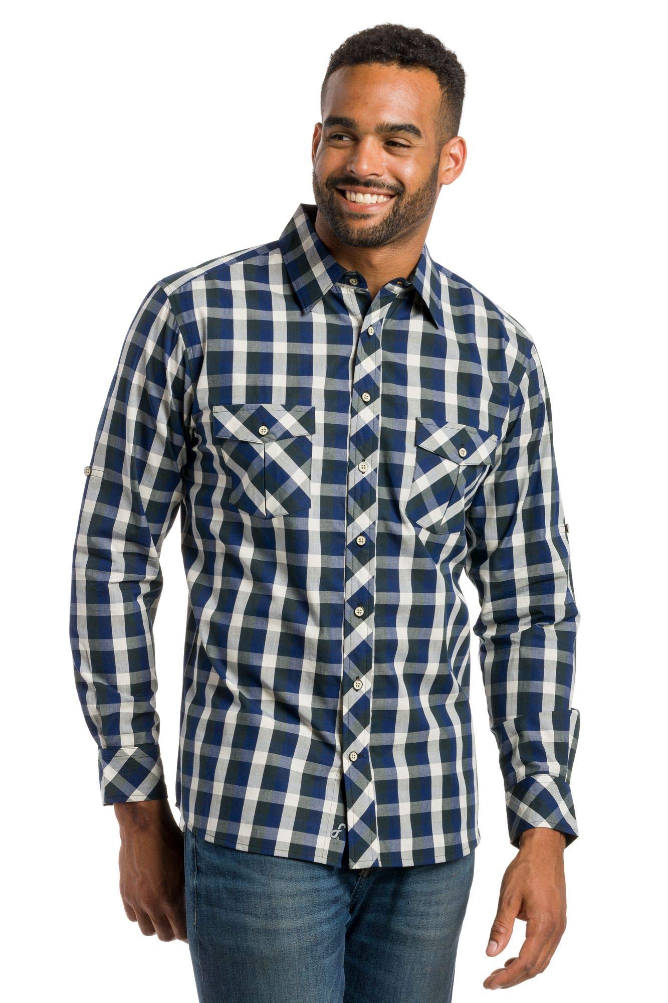 Ably Utopia Men's Long Sleeve Button-Up Shirt - Waterproof, Stain & Odor Resistant Performance Dress Shirt for Work, Travel & Outdoor Activities